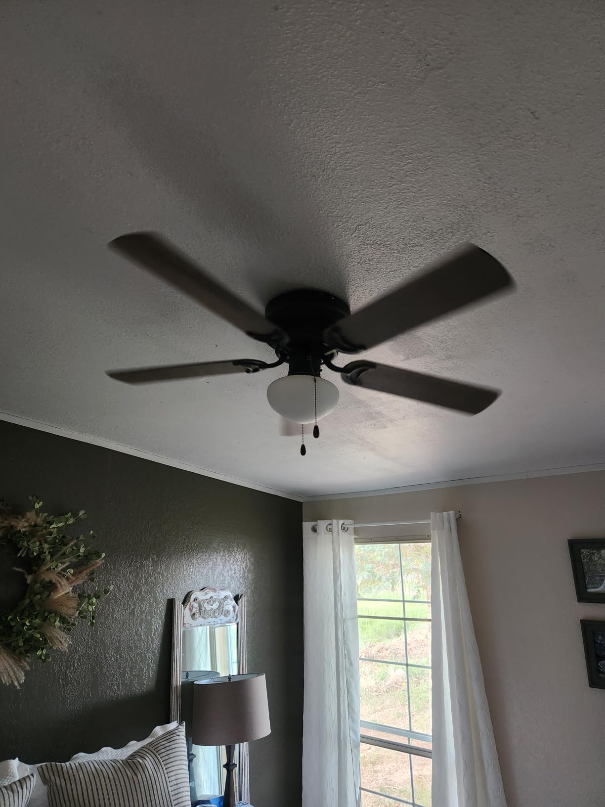 Prominence Home Alvina Traditional 44 Inch Ceiling Fan with Light, LED Flush Mount Ceiling Fan, Indoor Fan with 5 Blades, Gray Oak and Brown Walnut Blade Finish Options, Satin Nickel (51585-01) customer photo 2