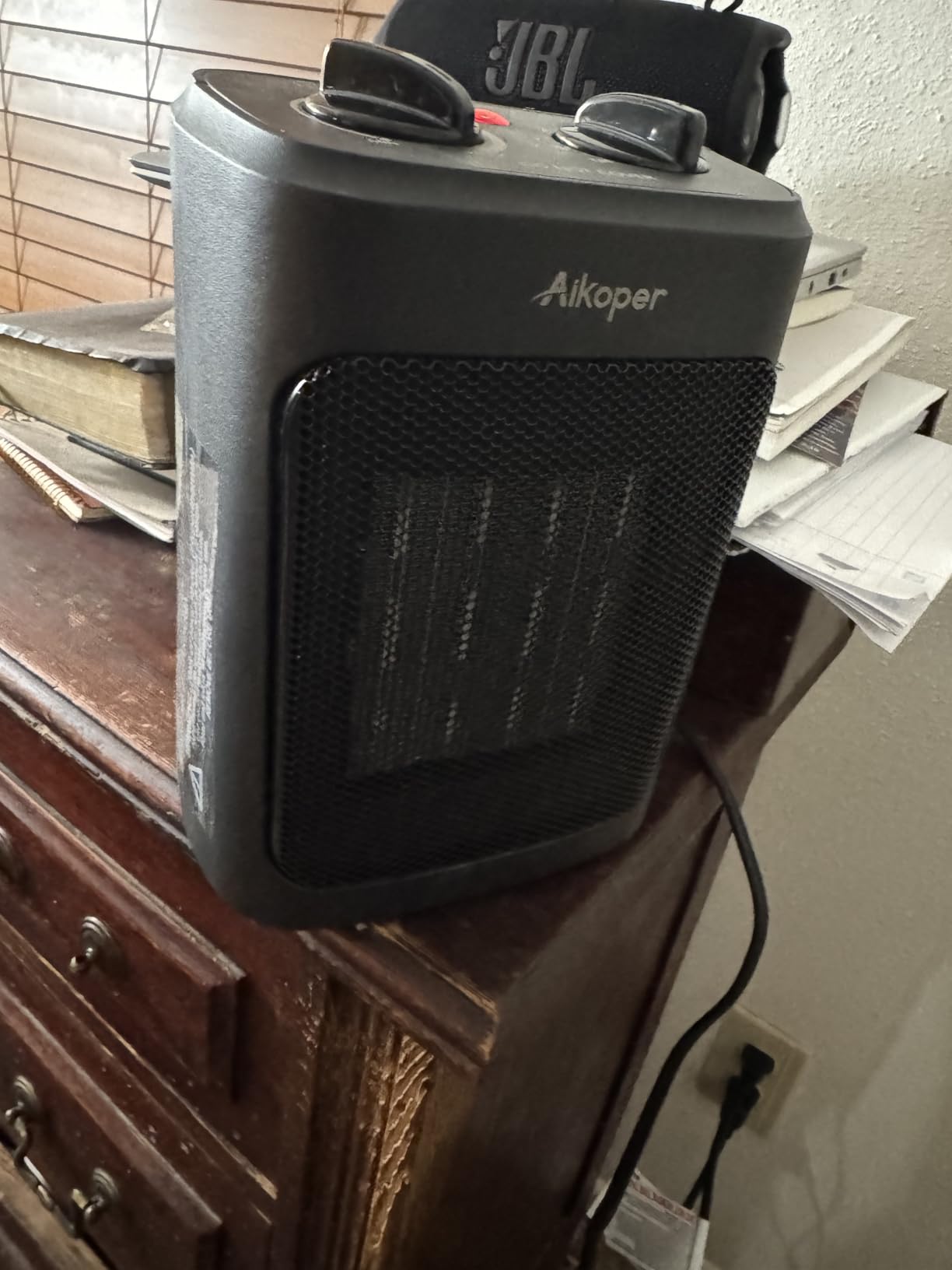 Space Heater, 1500W Electric Heaters Indoor Portable with Thermostat, PTC Fast Heating Ceramic Room Small Heater with Heating and Fan Modes for Bedroom, Office and Indoor Use customer photo 2