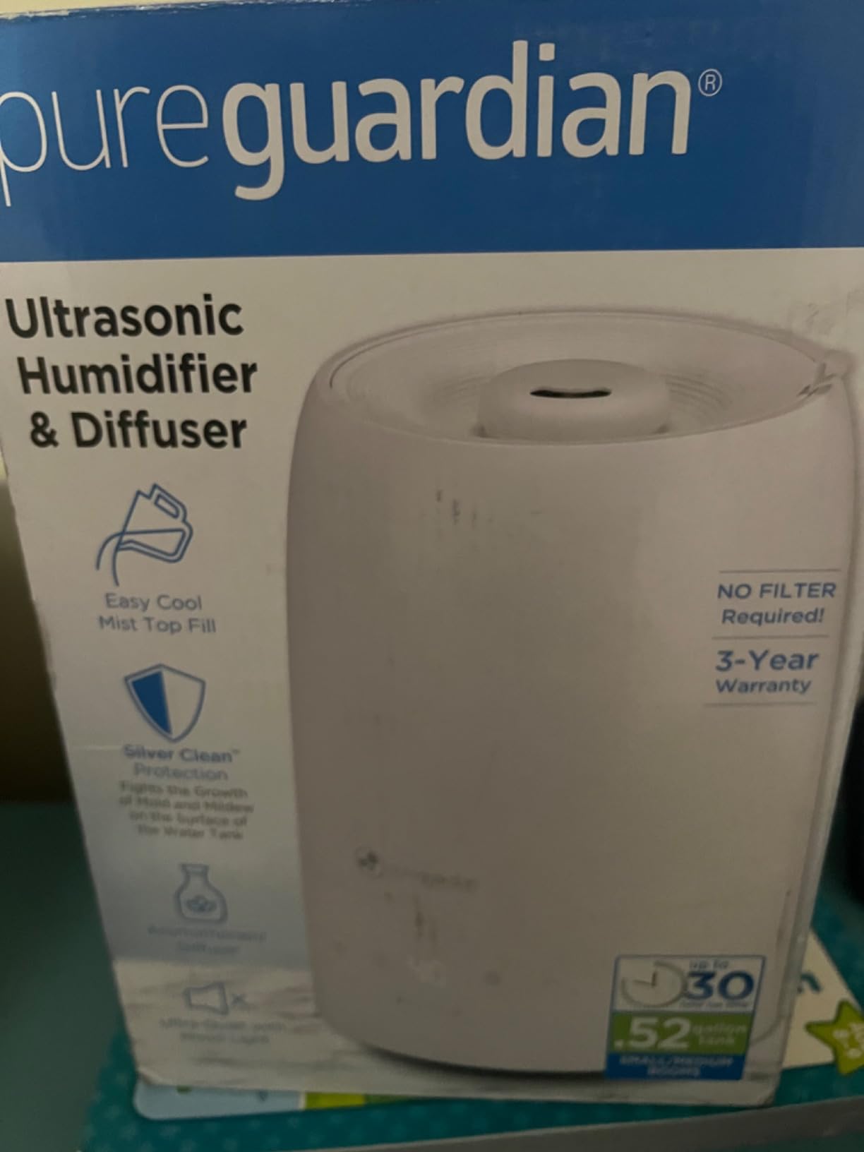 30-Hour 0.80 Gal. Top Fill Cool Mist Ultrasonic Humidifier for Home with Aromatherapy Tray, Covers 320 Sq. Ft, White, H950AR customer photo 1