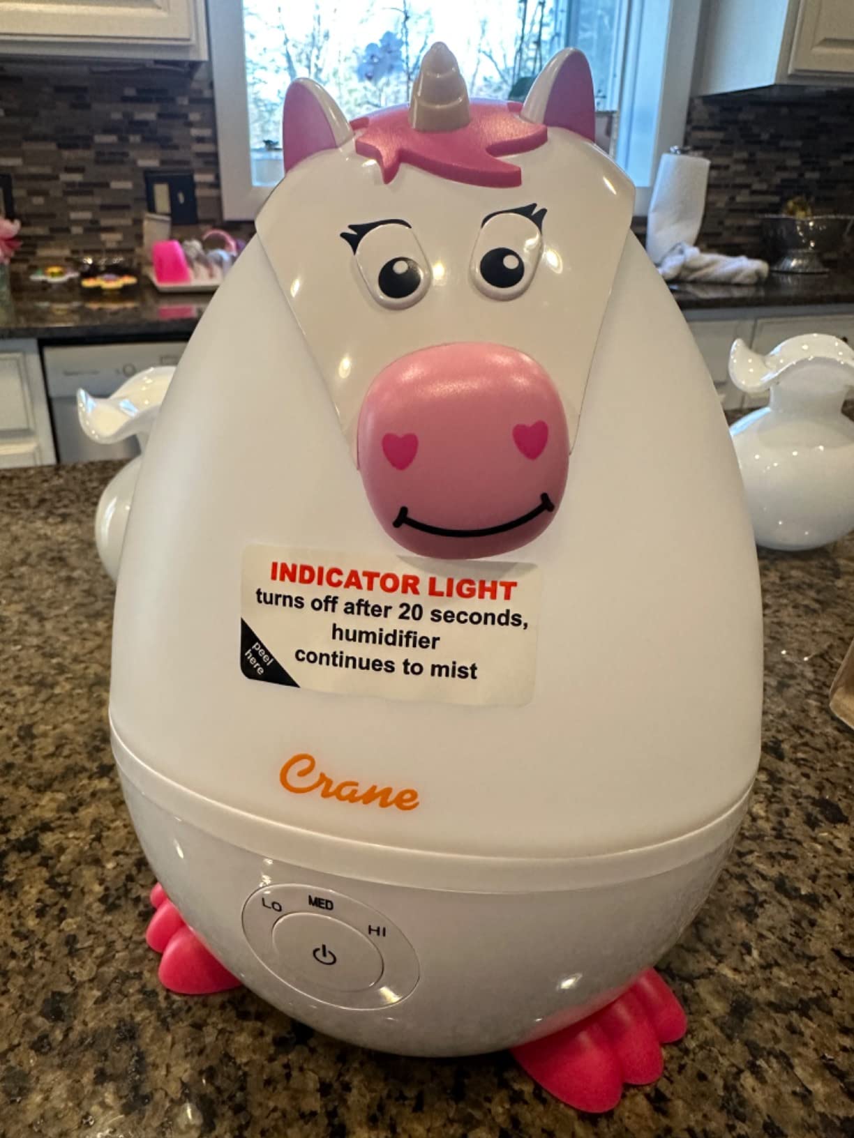 Crane Ultrasonic Cool Mist Animal Humidifier for Kids' Bedroom & Nursery, Adjustable 0.5 Gallon, Auto Shut-Off Silver Fox 0.5 Gallon Grey customer photo 1