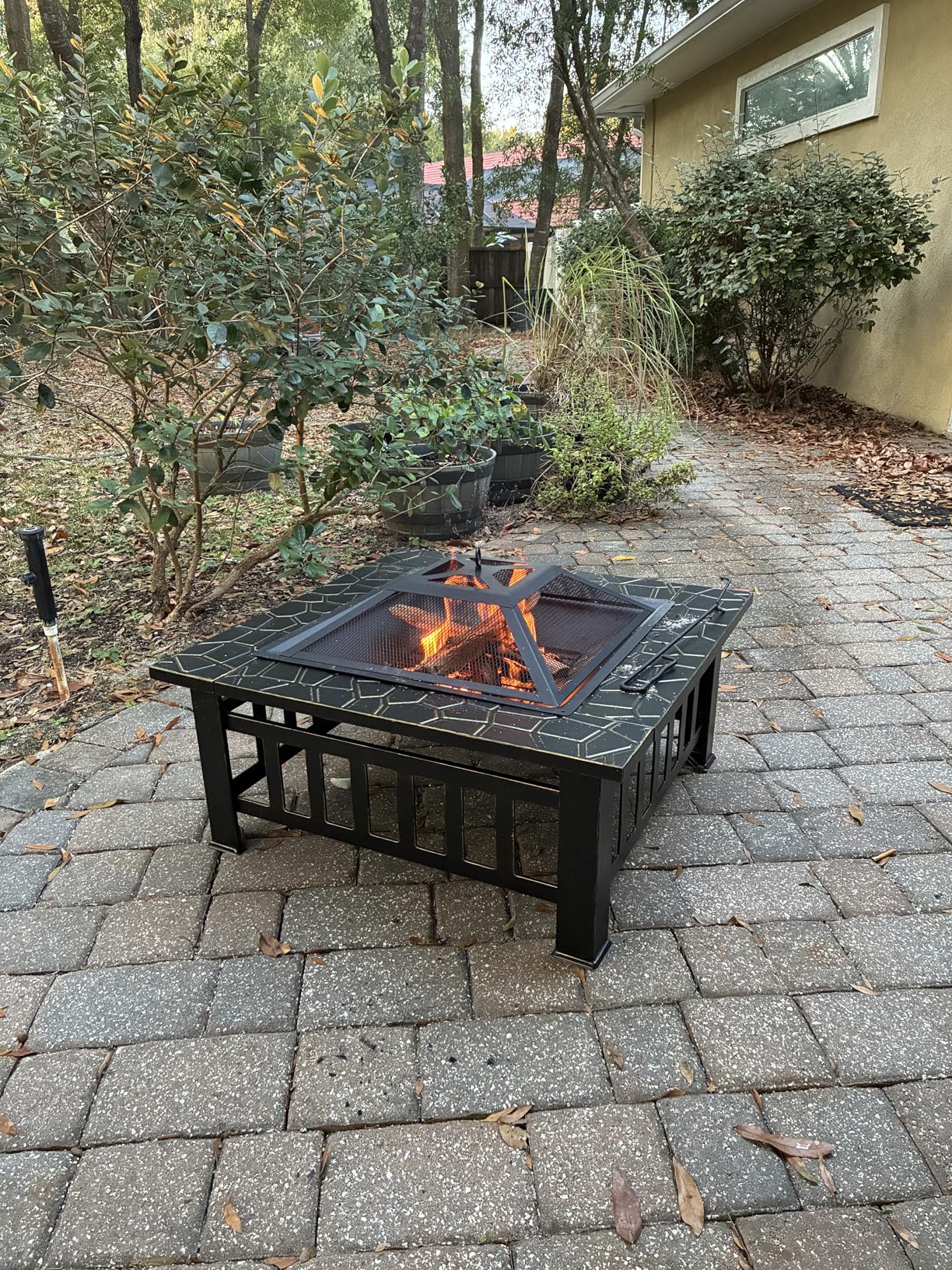 Devoko Outdoor Fire Pit, 32 Inch Firepit Table Metal Outdoor Fireplaces with Waterproof Cover for Outside Patio Camping customer photo 2