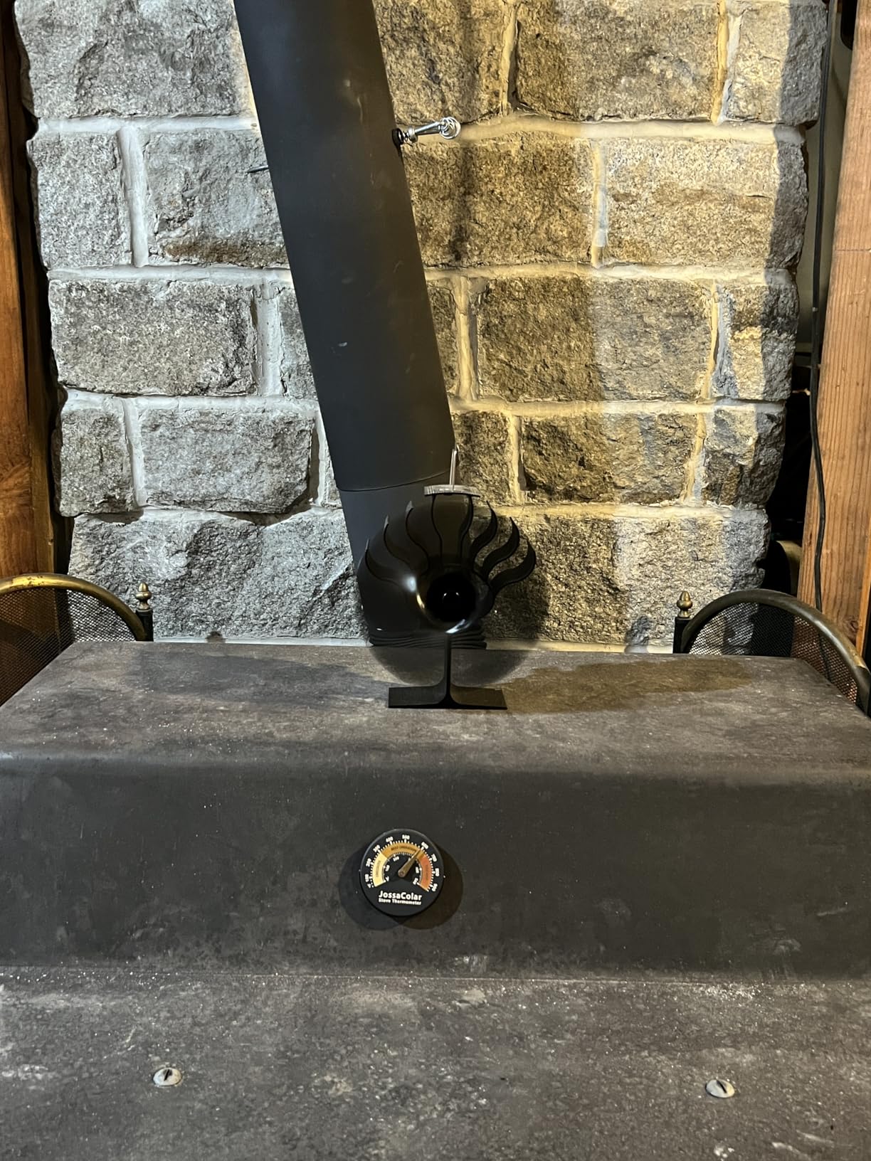 Wood Stove Fan Heat Powered Fireplace Fan Non Electric, Thermal Fan for Wood Burning Stove/Log Burner with Stove Accessories Thermometer customer photo 1