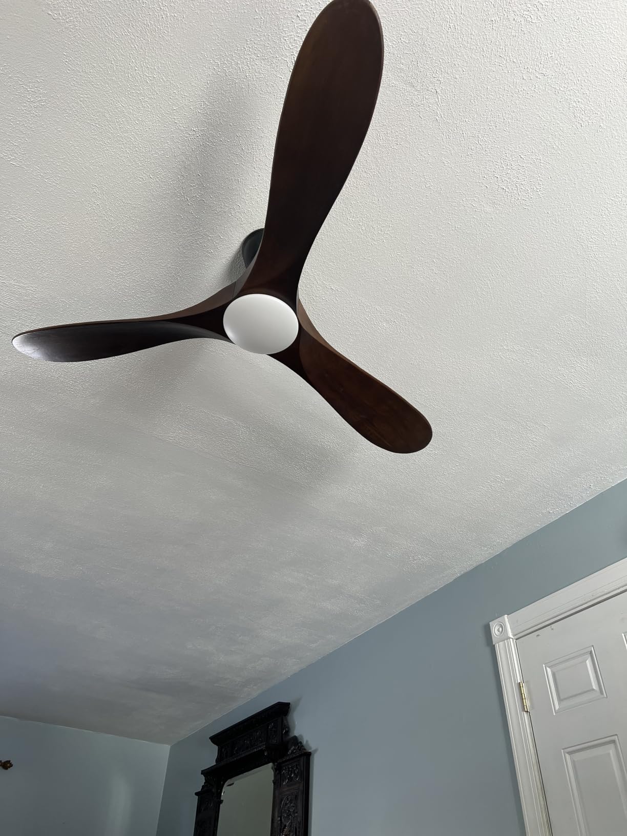 52 Inch Ceiling Fans with Lights and Remote Control, Outdoor Ceiling Fan with Light Solid Wood 3 Blade Propeller Ceiling Fan, Quiet High CFM Damp Rated Outdoor Fan for Patios Farmhouse, Dark Walnut customer photo 2