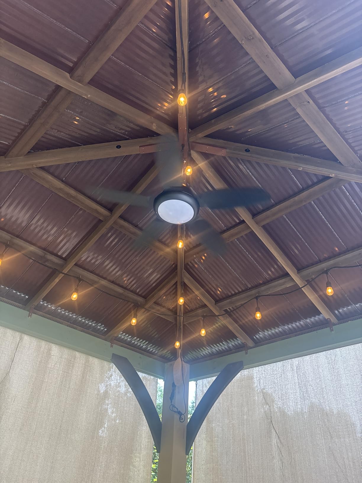 42 Inch Wet Rated Outdoor Ceiling Fan with Lights and Remote, IP65 Hanging Gazebo Fan with 3CCT 6-Speed DC Motor, Brown Waterproof Plug in Ceiling Fan with Cord for Patios Porch Pergola Pavilion customer photo 1