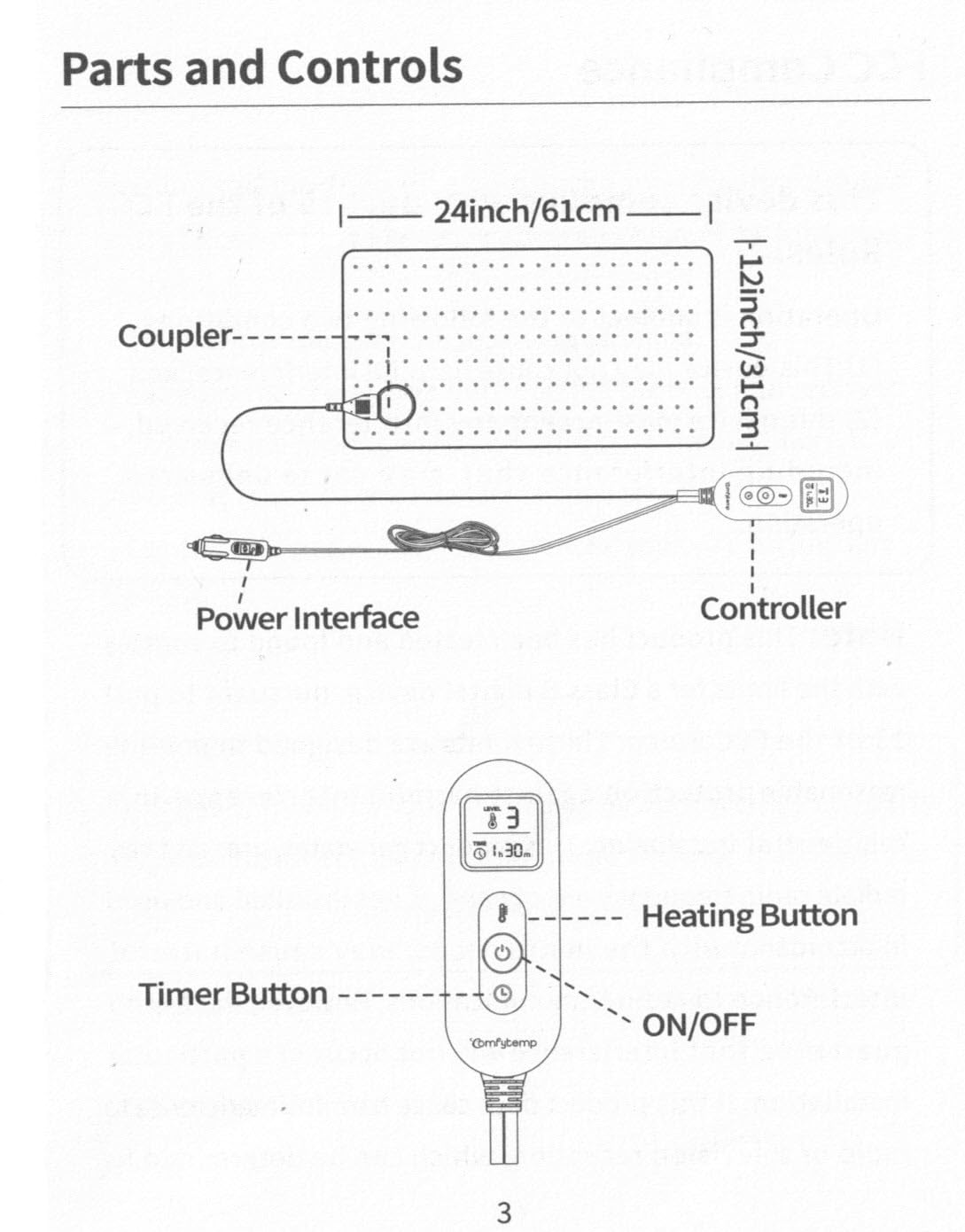 Comfytemp 12V/24V Car Electric Blanket for Back Soothing 17