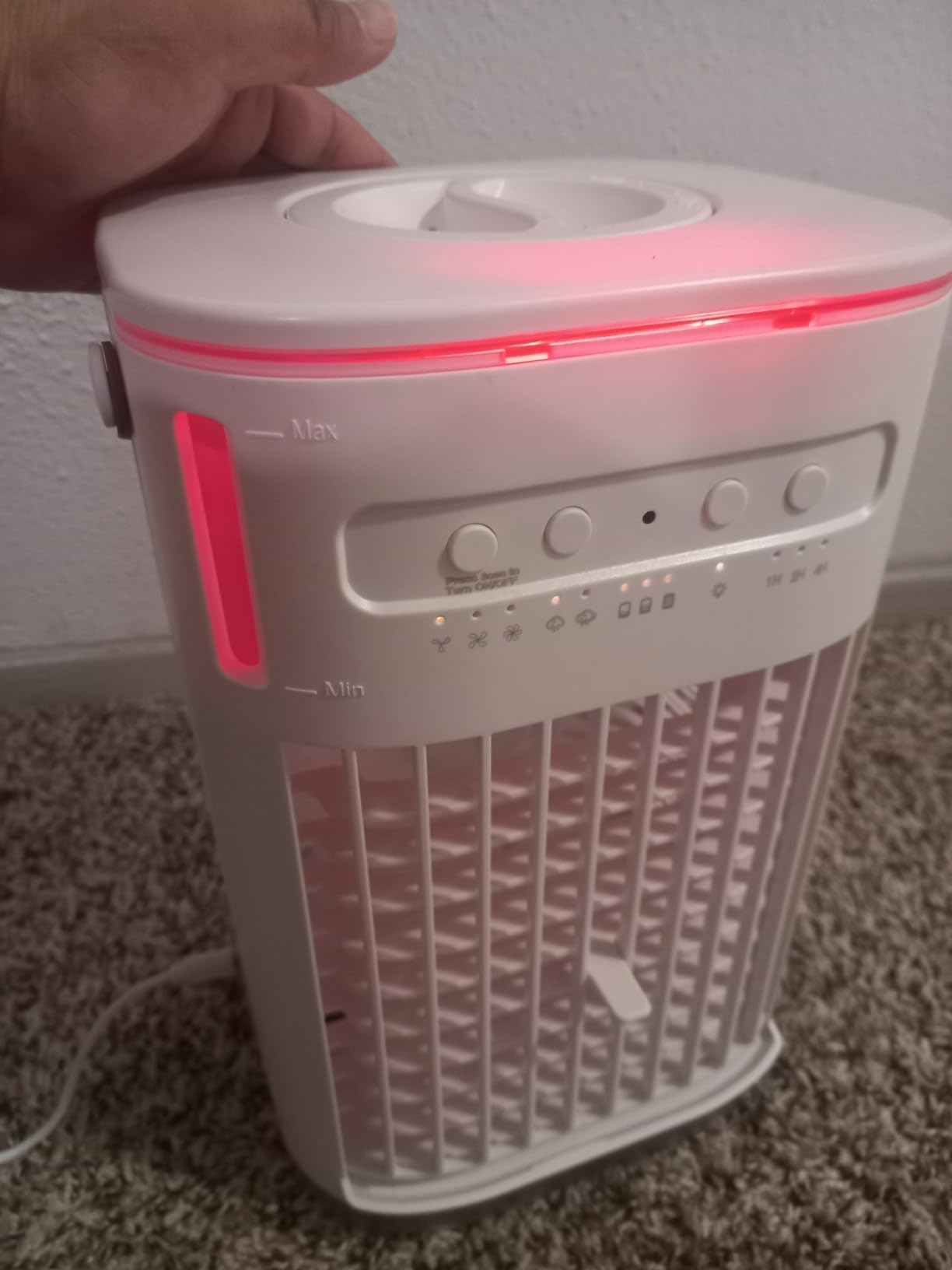 Mini Air Conditioner, Rechargeable Built-in Battery, Portable Evaporative Air Cooler w/Remote, 7H Auto-off, Water Tank & 2 Ice Packs & 2 Sprays, Personal Cooling Fan For Desktop Room/Outdoor, White customer photo 2