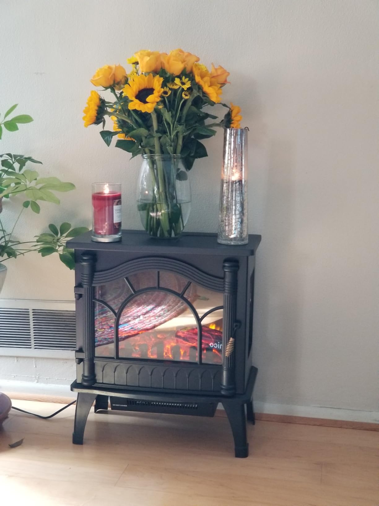 ZAFRO Electric Fireplace Stove, 5100 BTU Quick Heating Electric Fireplace Heater with Adjustable Flame Brightness, 1000W/1500W Thermostat, for Living Room, Bedroom customer photo 2