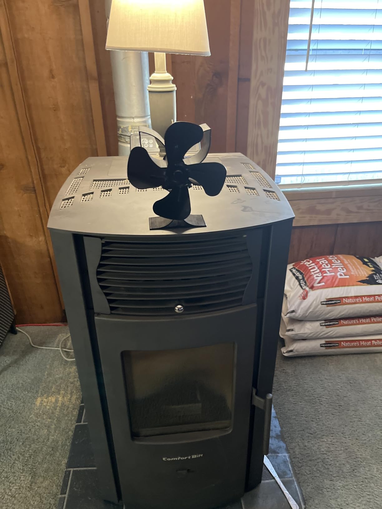 Wood Stove Fan Heat Powered | Fireplace Fan Heat Activated w/Thermometer customer photo 1