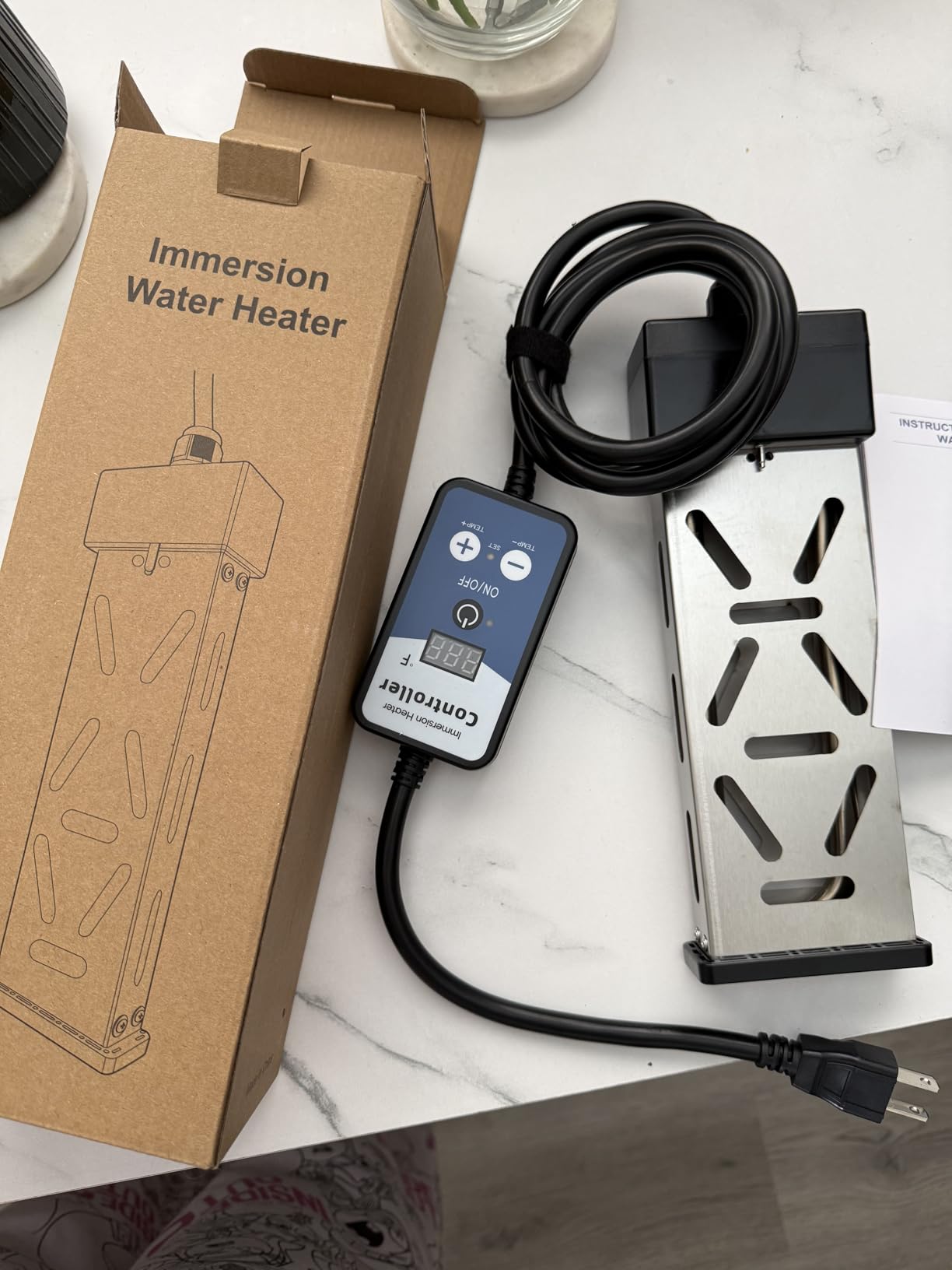 Portable Immersion Water Heater 1800W 120V, Electric Heater for Buckets, Bathtubs and Mini Pools, Submersible Design with Thermostat, Real Time Temperature Display and Dry Burn Protection customer photo 1
