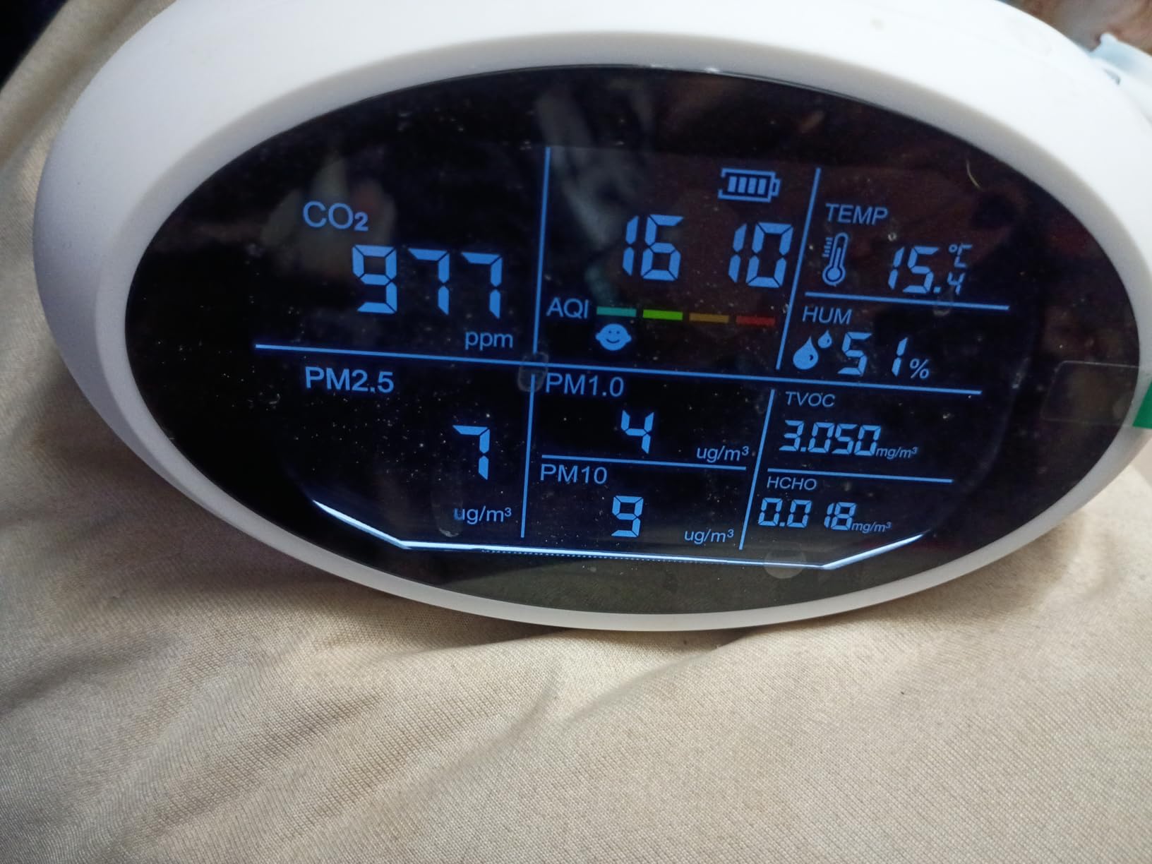 18 in 1 Air Quality Monitor Indoor, Portable CO2 Detector for CO2, Temperature (°F), Humidity, VOC, PM2.5, PM1.0, PM10 & Time Display, Dual Chip & High Accuracy Air Quality Tester for Home customer photo 2