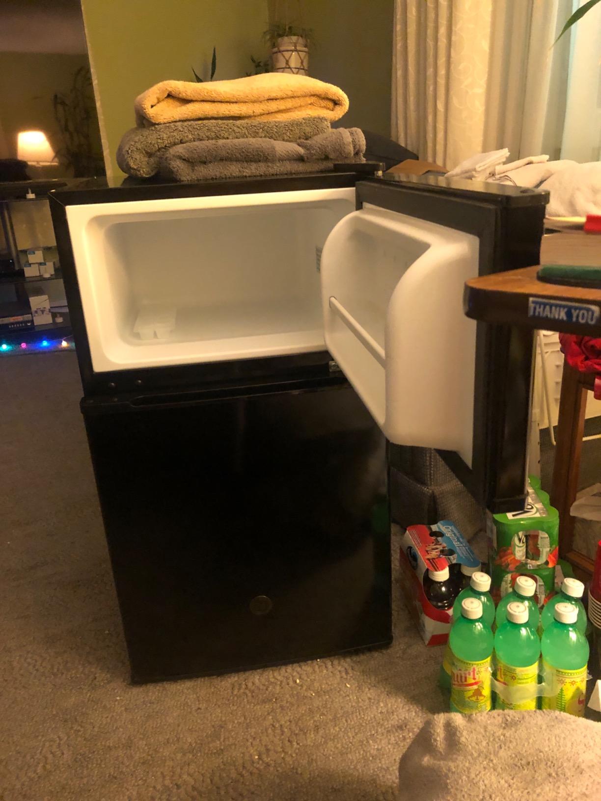 Mini Fridge With Freezer | 3.1 Cubic Ft. | Double-Door Design With Glass Shelves, Crisper Drawer & Spacious Freezer | Small Refrigerator Perfect for the Garage, Dorm Room, or Bedroom | Clean Steel customer photo 1