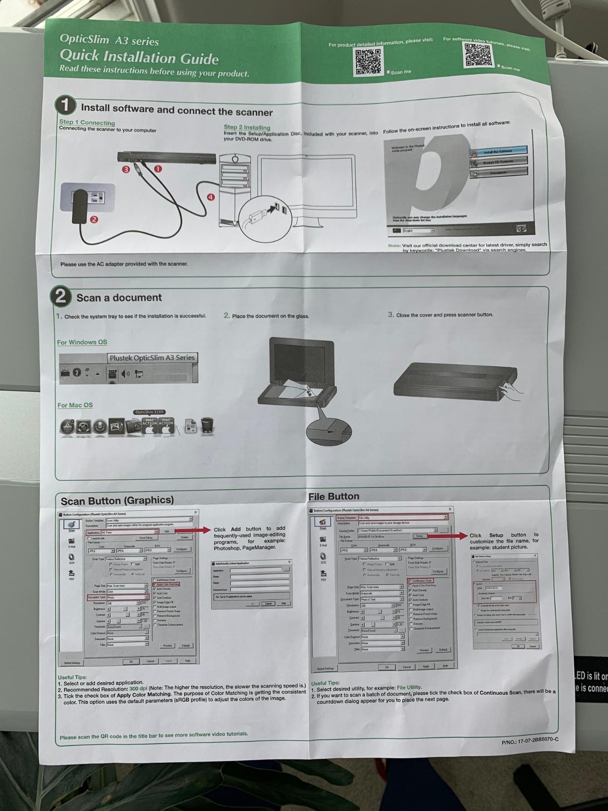 Plustek OS1180 - Flat Scanner for Graphics and Documents in A3 Format, Design Suitable for Libraries, Schools or Small Offices - Scanning A3 Documents in Approximately 9 Seconds | Scan Tabloid / Ledger / A3 Size paper by 300 DPI, Color in 8 second customer photo 1