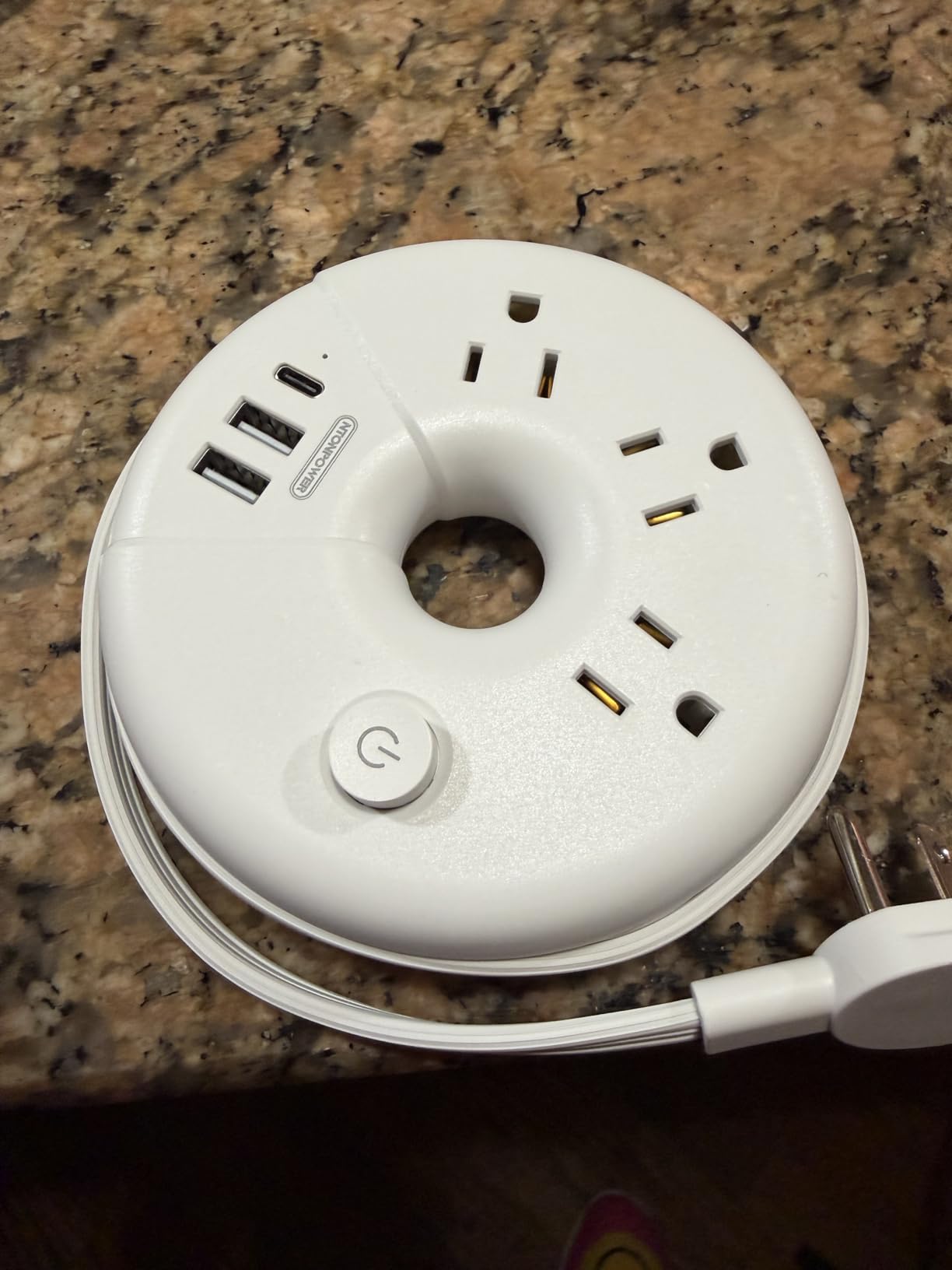 Travel Power Strip, NTONPOWER 3 Outlets 3 USB(1 USB C) Cruise Approved Power Strip, Short Extension Cord 3ft, Travel Essentials for Home, Hotels, Cruise Ship, Vacation, White, i-Donut customer photo 1