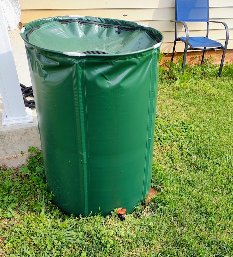 VINGLI 100 Gallon Collapsible Rain Barrel, Portable Water Storage Tank, Rainwater Collection System Downspout, Water Catcher Container with Filter Spigot Overflow Kit customer photo 1