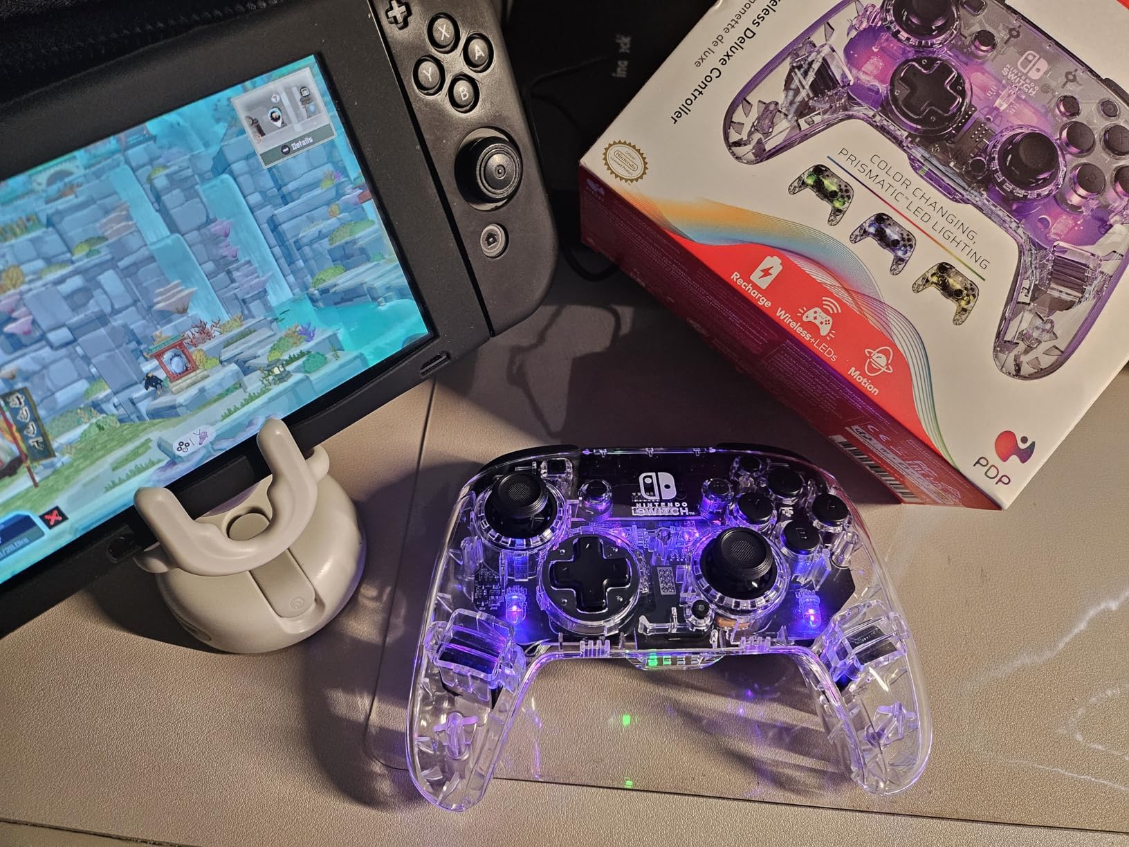 Afterglow Wireless RGB Controller - Nintendo Switch/Switch Lite/Switch - OLED Model, Nintendo Switch 2, Prismatic LED Lighting, Full Motion Control Gamepad, Customizable Paddle Buttons, Rechargeable Battery, Translucent customer photo 2