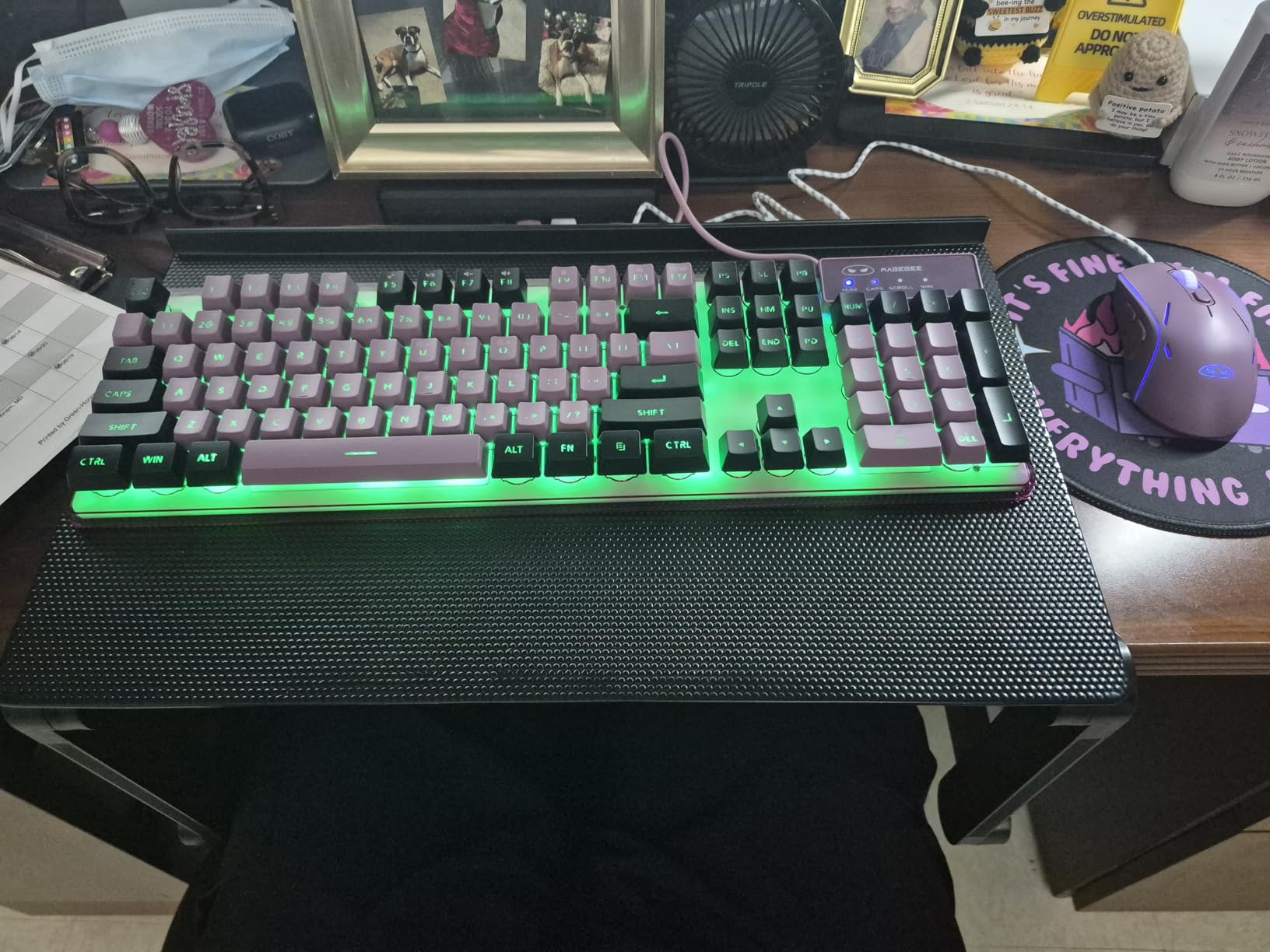 Gaming Keyboard and Mouse Combo, K1 RGB LED Backlit Keyboard with 104 Key for PC/Laptop(White) customer photo 2
