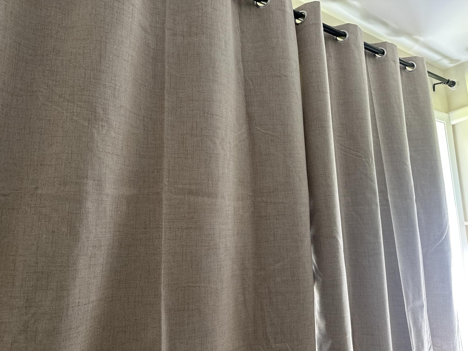 MIULEE 100% Blackout Linen Textured Curtains for Bedroom Solid Thermal Insulated Natural Beige Grommet Room Darkening Curtains & Drapes Luxury Decor for Living Room 52 x 84 Inch (2 Panels) customer photo 1