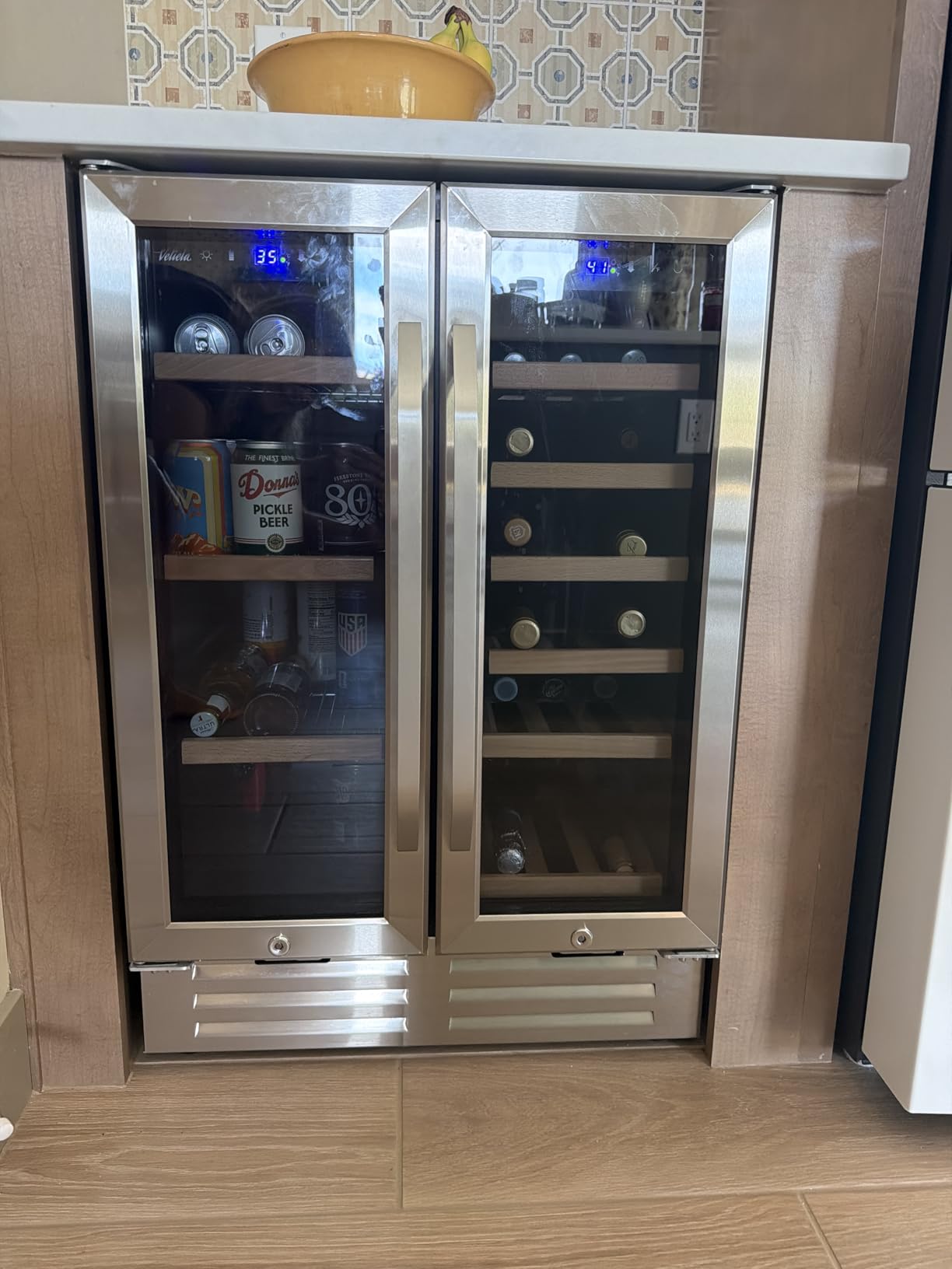 15 Inch Outdoor Beverage Refrigerator Cooler, Stainless Steel 127 Cans Beverage Fridge with French Door Under Counter Built-in or Freestanding customer photo 2