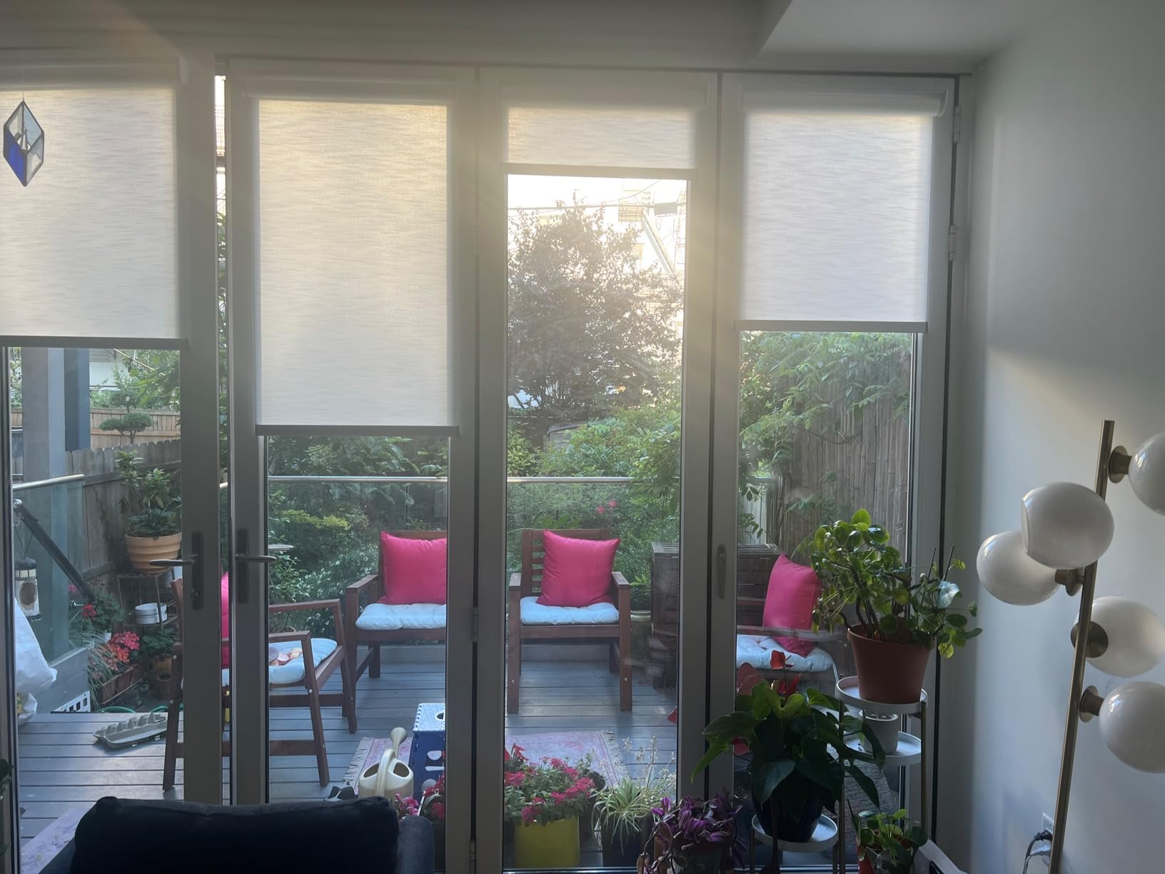 SmartWings 70% Light Filtering Motorized Roller Shades Work with Zigbee Homekit Matter Thread Z-Wave Alexa, Automatic Smart Window Blinds Privacy Cordless with Remote Control, Customized Safari Ivory customer photo 1