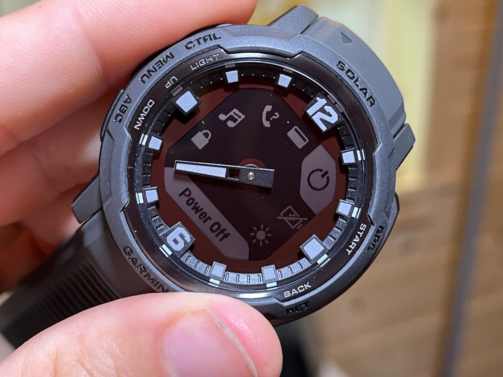 Garmin Instinct Crossover Solar, Rugged Hybrid Smartwatch with Solar Charging Capabilities, Analog Hands and Digital Display, Graphite customer photo 1