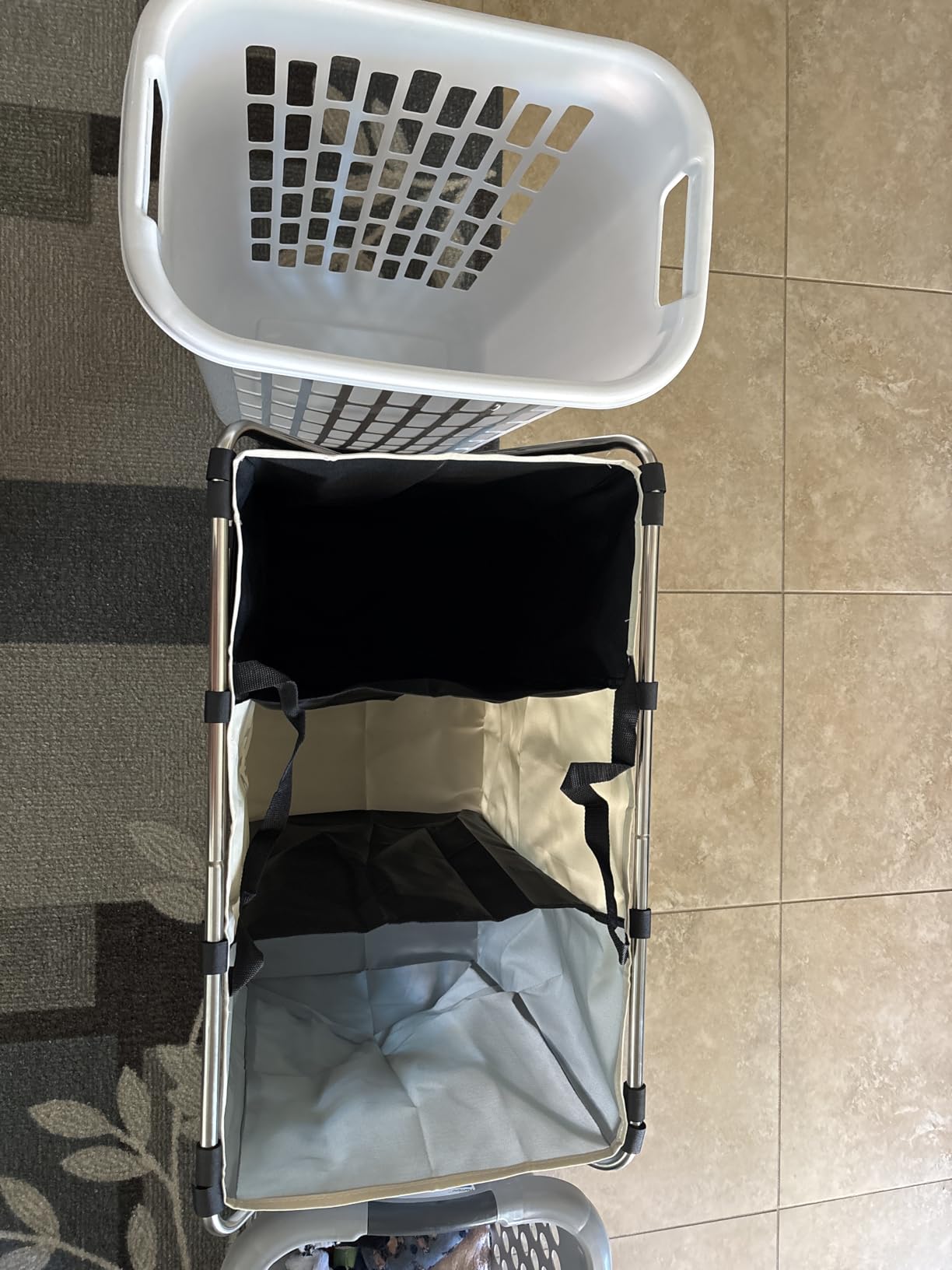 180L Laundry Basket Sorter, Large 3 Section Collapsible Laundry Hamper for Laundry Room Organization, 28