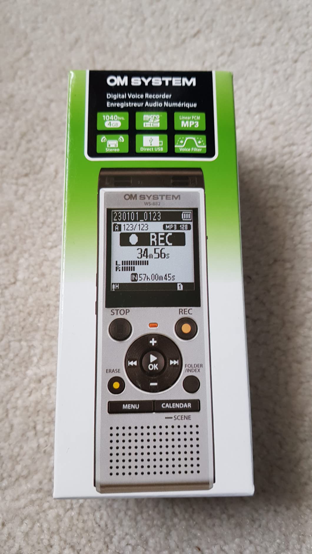 OM SYSTEM Olympus WS-882 Digital Voice Recorder, with Linear PCM/MP3 Recording Formats, USB Direct, 4gb Playback Speed and Volume Adjust, File Index, Erase Selected Files customer photo 1