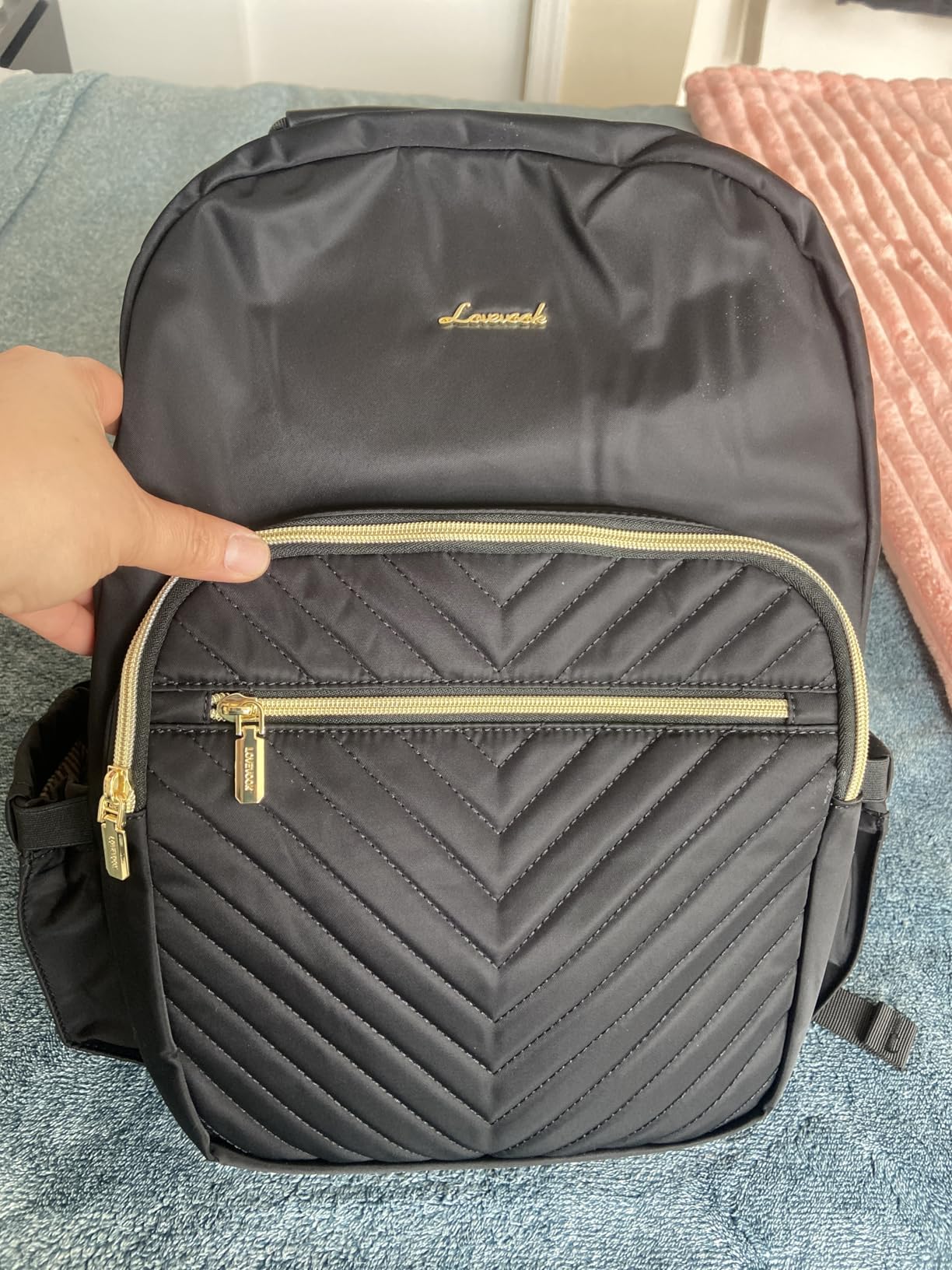 LOVEVOOK Large Travel Backpack Women with 17.3-inch Laptop Compartment, Work Business Computer Carry On Backpack Purse, Hiking Backpack Waterproof Outdoor Sports Rucksack Bag, Black customer photo 1