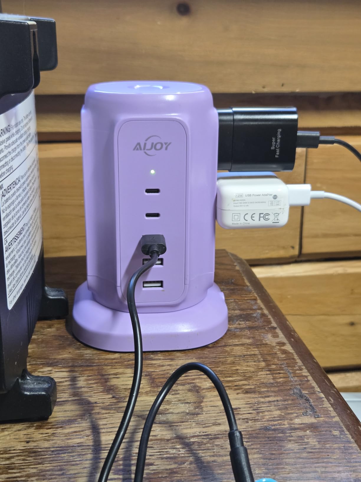 AiJoy Flat Plug Power Strip Tower 9 Outlets and 5 USB Ports (2 USB-C), 1200J Surge Protection, 6.5ft 1625W Extension Cord Charging Station for Home, Office Supplies, Dorm Essentials customer photo 1