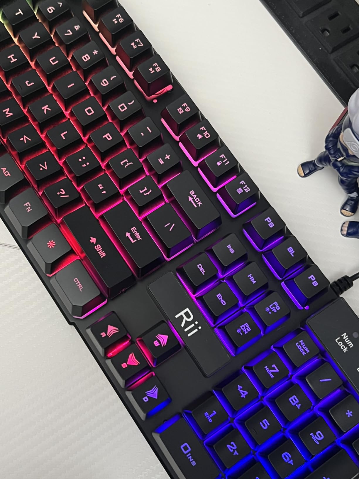 Rii RK100+ Multiple Color Rainbow LED Backlit Large Size USB Wired Mechanical Feeling Multimedia PC Gaming Keyboard,Office Keyboard for Working or Primer Gaming,Office Device customer photo 2