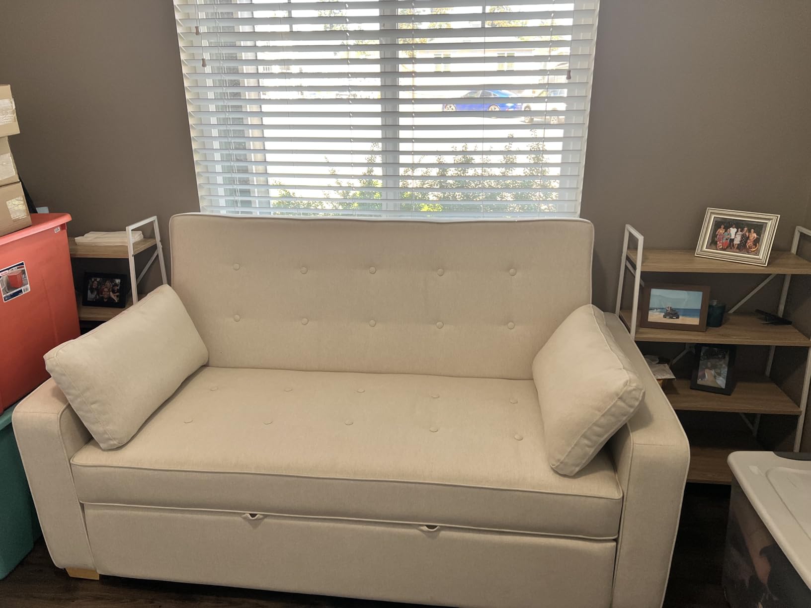 Serta Ainsley Convertible Loveseat Sleeper Sofa - 3-in-1 Loveseat, Lounger & Queen-Size Sofa Bed, Pull-Out Sleeper Couch with DreamCoils, Easy Assembly, Oyster Fabric customer photo 1