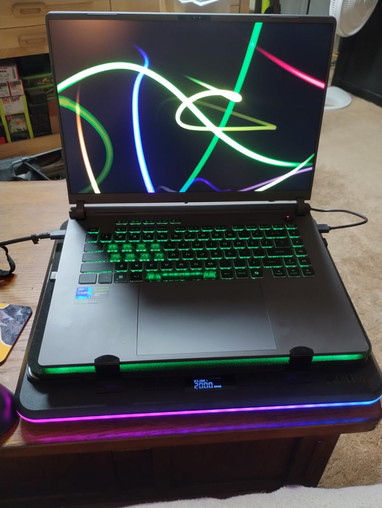 KLIM Turbofrost - Gaming Laptop Cooling Pad - 4 Powerful Turbo Fans - 4 x 4000 RPM, Laptop Cooler 2 Power Modes USB-C/DC, Dynamic RGB, 4-Ports USB, Sealed Foam for Fast Cooling for Laptops up to 17in customer photo 1