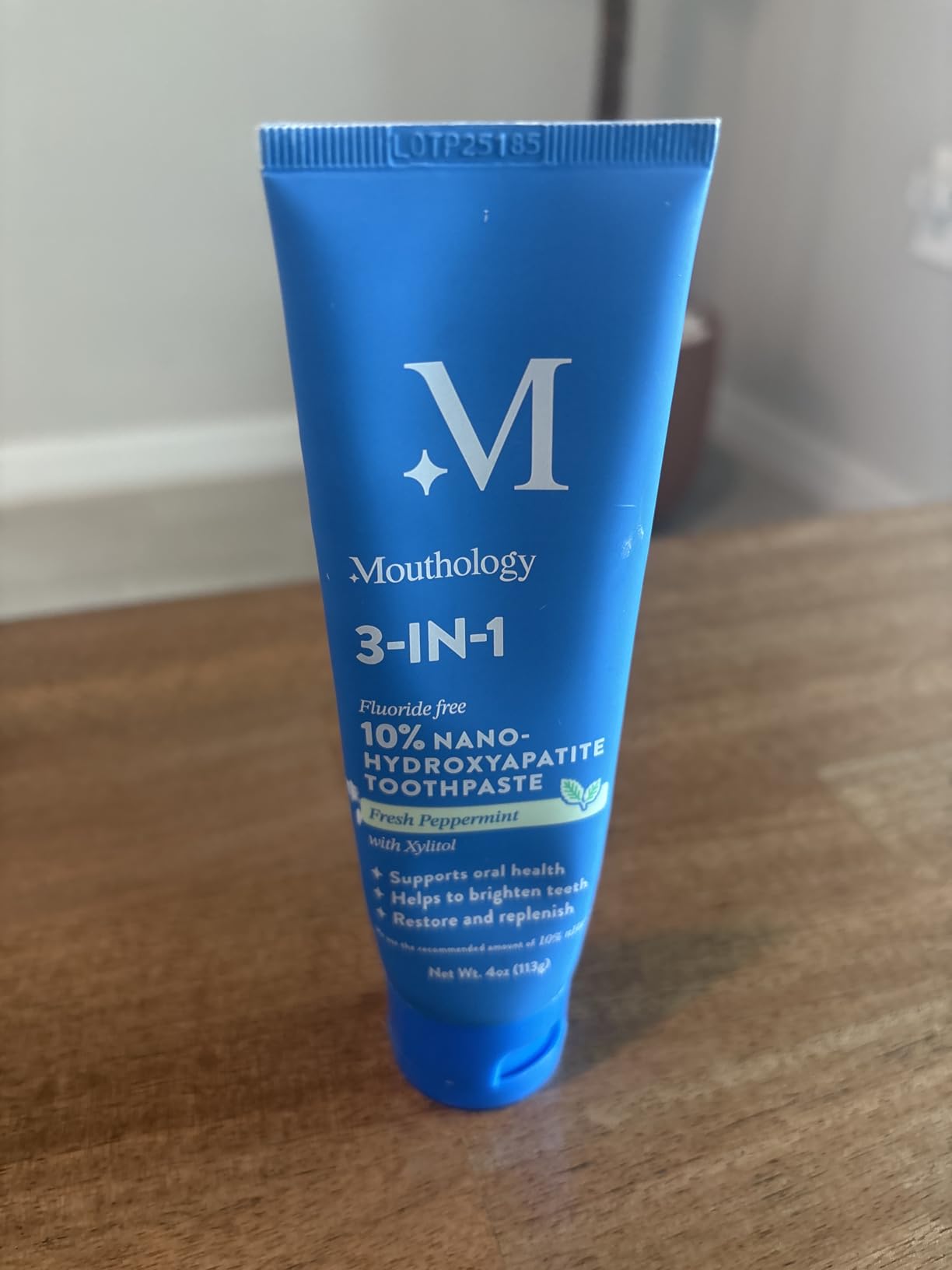 Mouthology 10% Nano Hydroxyapatite Toothpaste Fluoride Free, Whitening*, Rod Shaped nHa, Xylitol Toothpaste for Adults, Enamel Care*, Sensitive Teeth*, SLS Free, Mint 4oz (USA Made) Package May Vary customer photo 1