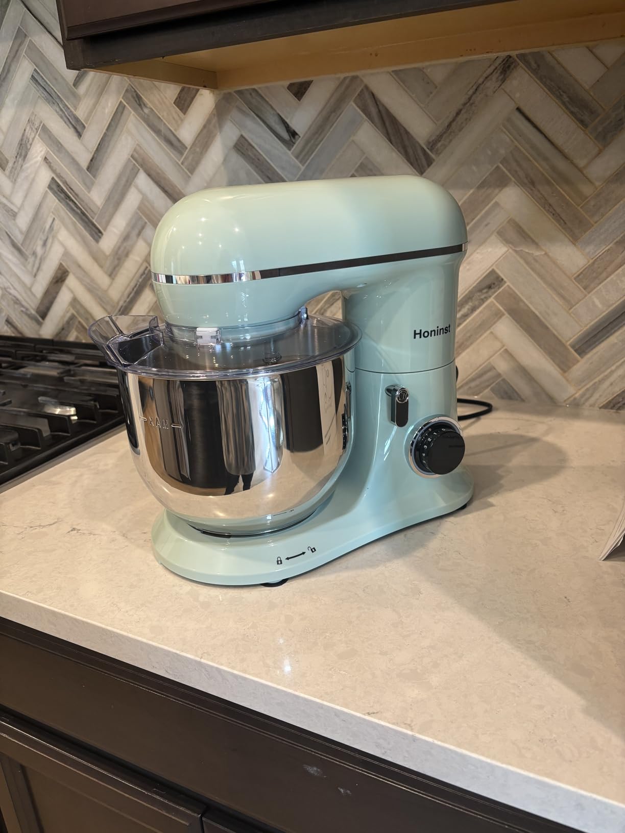 Honinst Stand Mixer, 6.5QT 10-Speed Tilt-Head Electric Stand Mixer, 3-In-1 Kitchen Mixer with Bowl, Dough Hook, Whisk and Beater, Food Mixer for Baking, Cake and Most Home Cooks, Beige customer photo 1