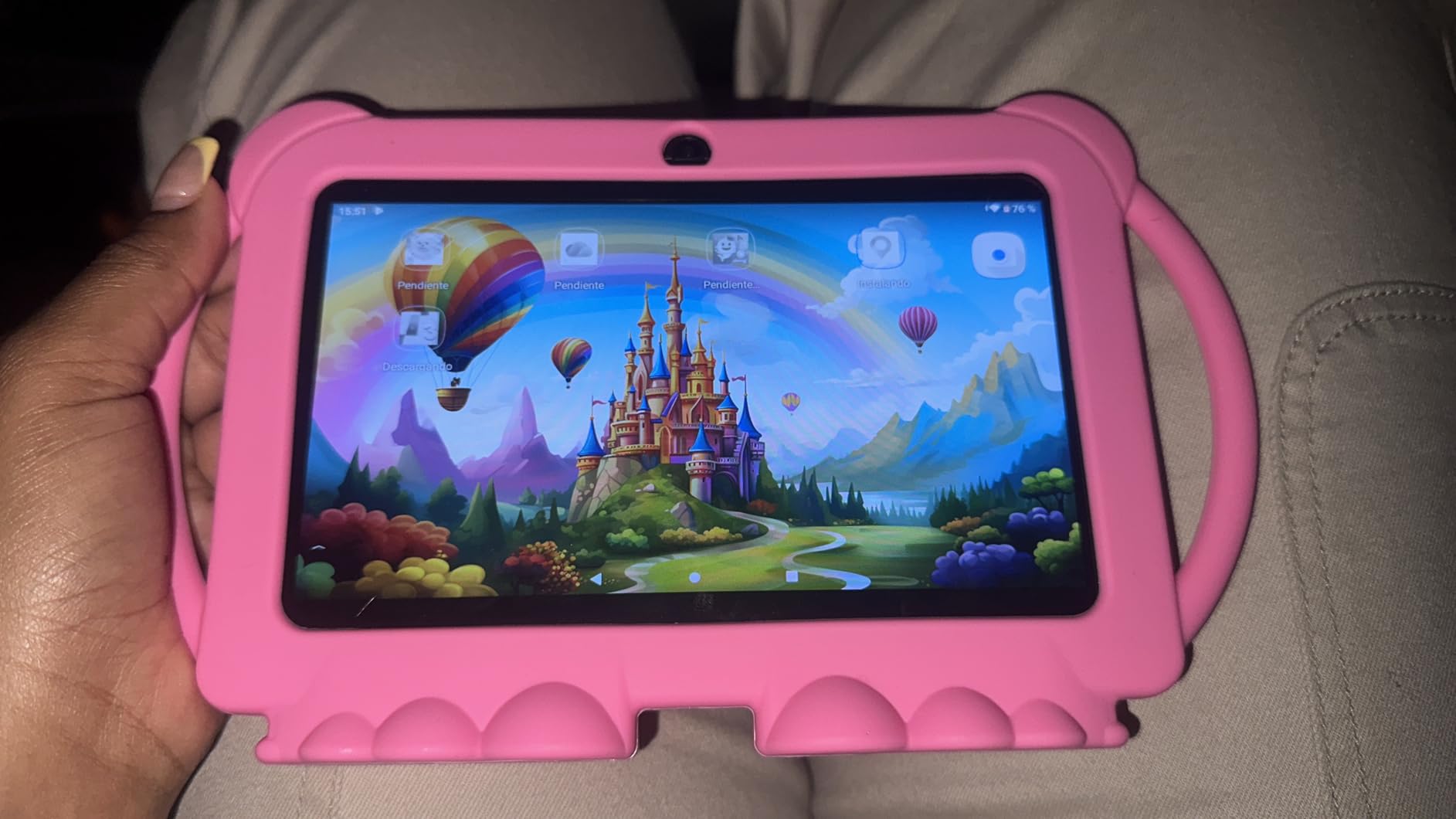 PEICHENG Kids Tablet 7 inch Android 12.0 for Toddler, 4GB RAM 32GB ROM Bluetooth IPS Screen Parental Control Dual Camera Shockproof Case for Educational Games, (Pink) customer photo 1