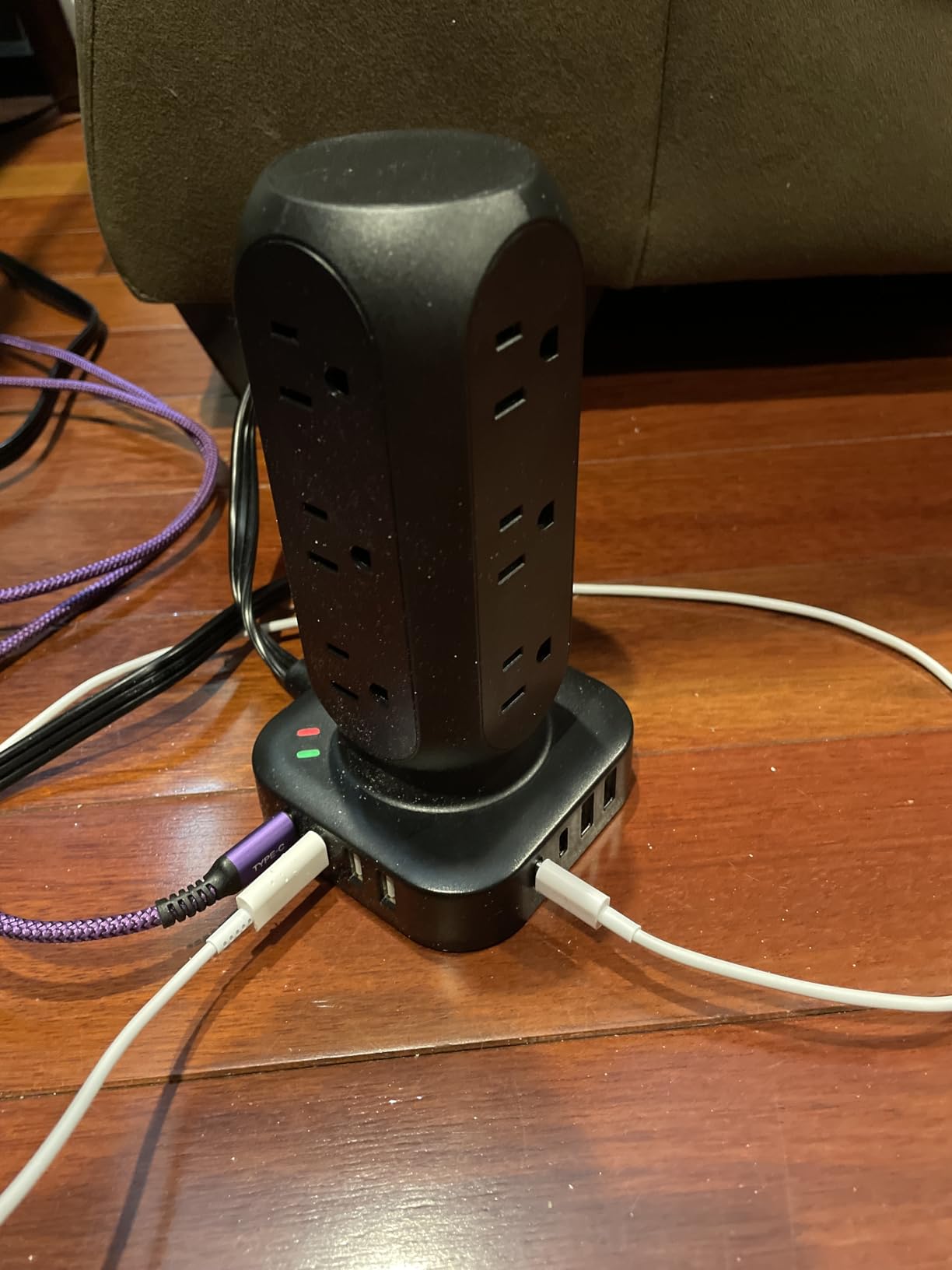 Flat Plug Power Strip Tower, TenTrend Dual PD 20W USB-C Charger Tower with 12 AC Outlets & 8 USB Ports (4 USB C), 40W Total Fast Charging Station, 10FT Extension Cord for Desk Office Dorm Room customer photo 2