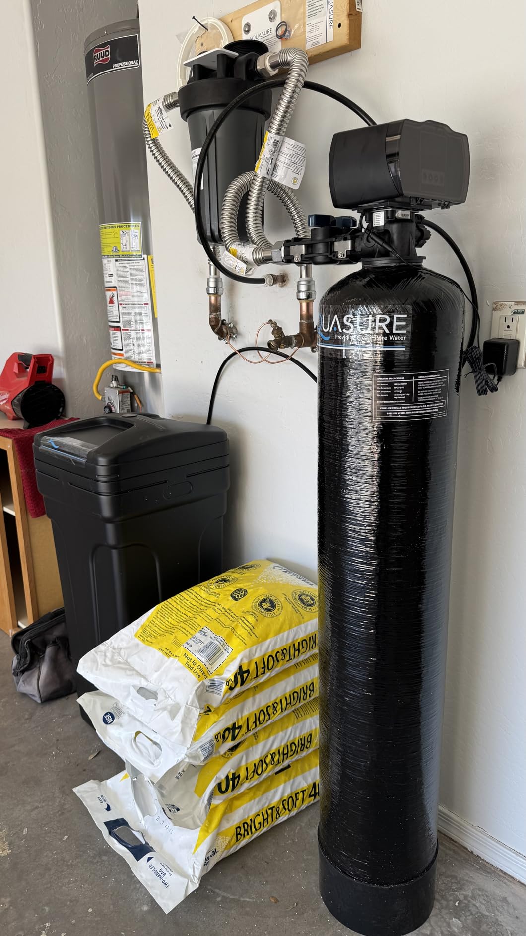 Aquasure Harmony Series 72,000 Grains Whole House Water Softener Bundle with Automatic Digital Control Head and Triple Purpose Sediment/Carbon/Zinc Filter System | Reduces Hardness (for 6+ bathrooms) customer photo 1