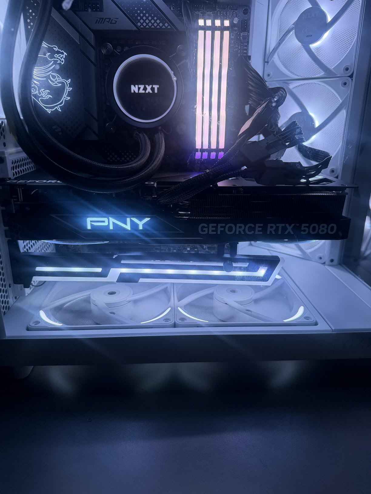 PNY NVIDIA GeForce RTX 5080 Epic-X ARGB OC Triple Fan Graphics Card (16GB GDDR7, 256-bit, Boost Speed: 2775 MHz, PCIe 5.0, HDMI/DP 2.1, 2.99-Slot, NVIDIA Blackwell Architecture, DLSS 4) customer photo 2