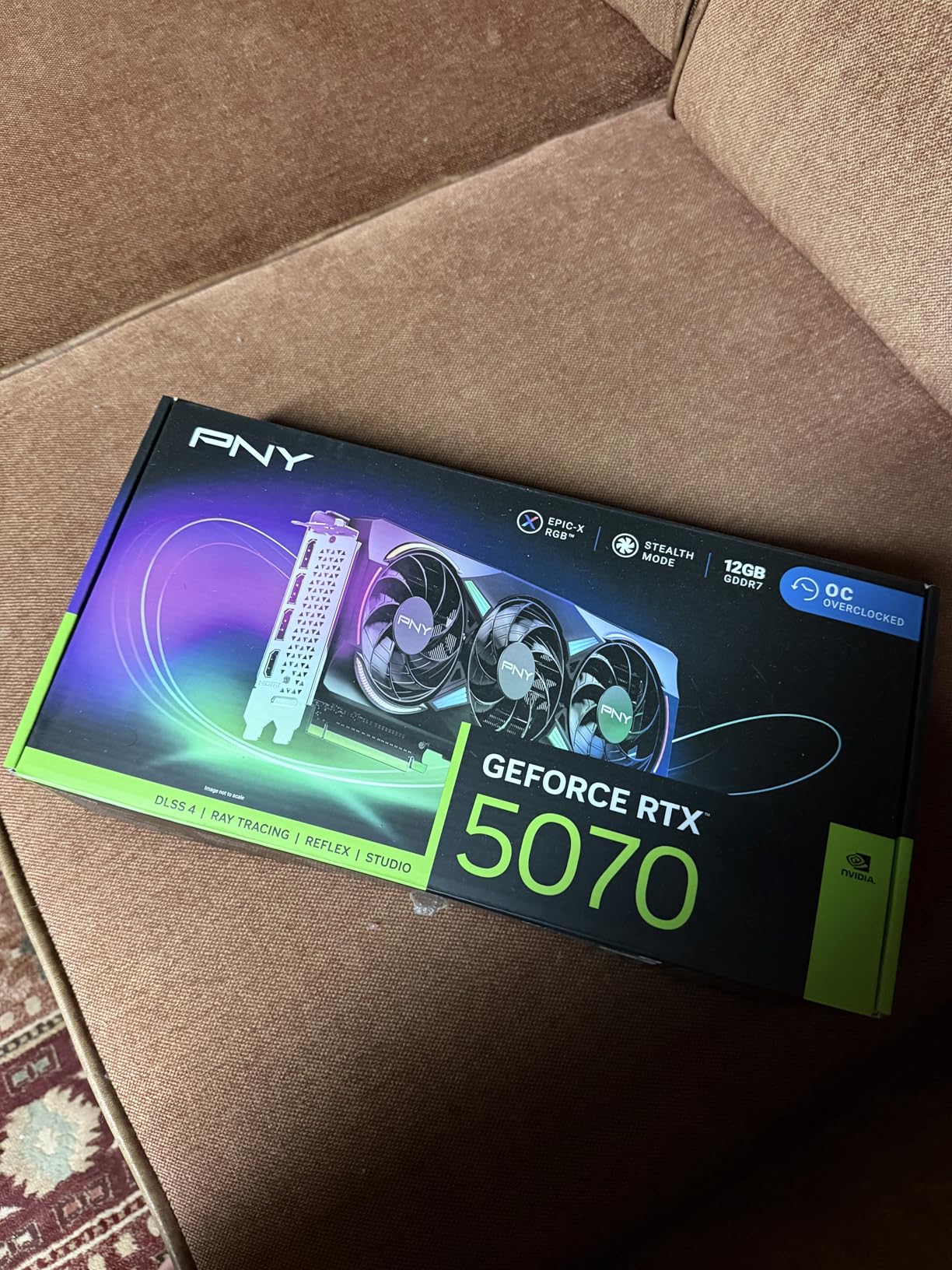 PNY NVIDIA GeForce RTX 5070 OC Triple Fan, Graphics Card (12GB GDDR7, 192-bit, Boost Speed: 2587 MHz, SFF-Ready, PCIe 5.0, HDMI/DP 2.1, 2.4-Slot, Blackwell Architecture, DLSS 4) customer photo 2