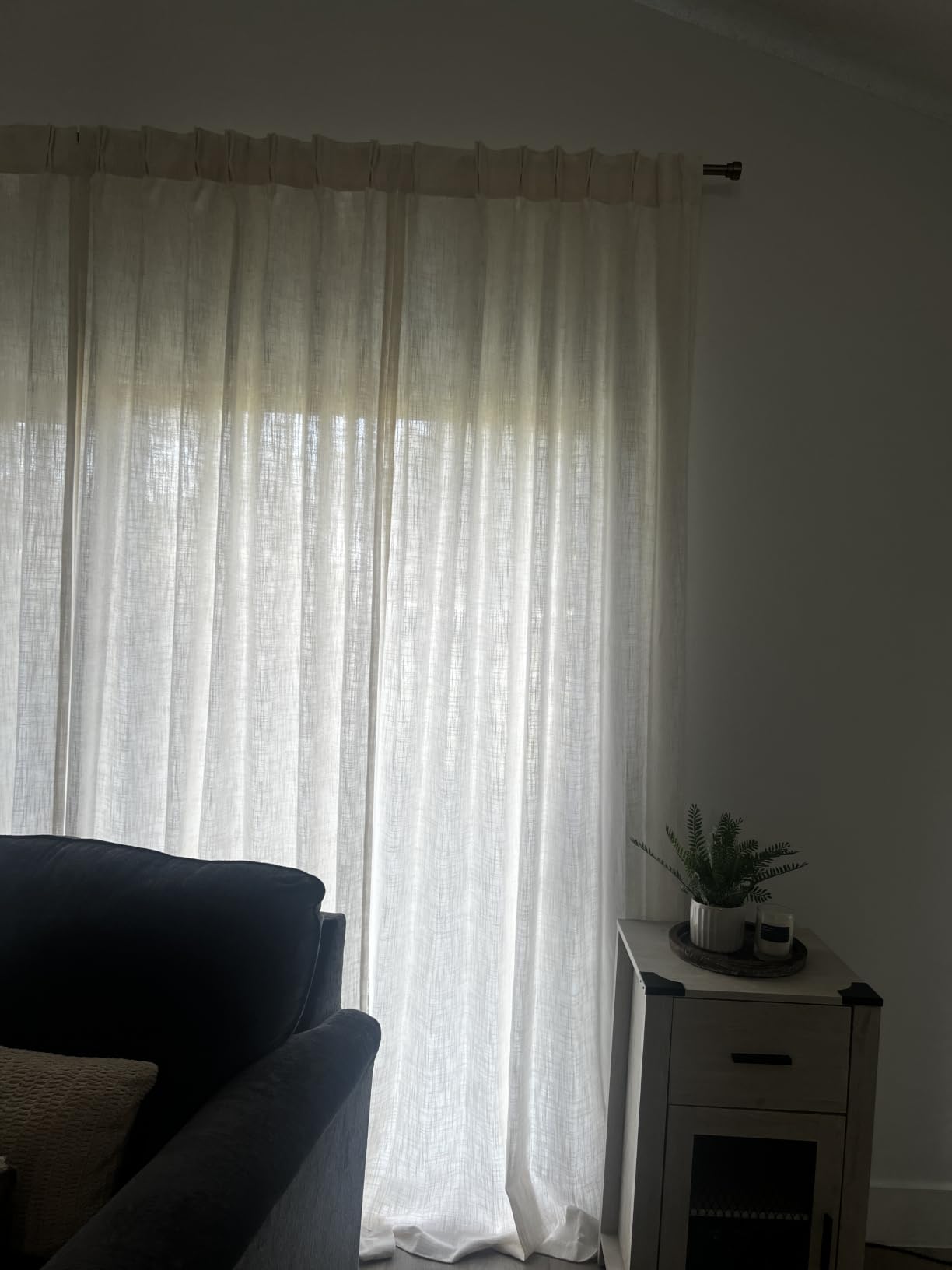 MIULEE Pinch Pleated Thick Linen Curtains 90 Inches Long 2 Panels for Living Room Bedroom, Memory Trained Pinch Pleat Drapes Back Tab Light Filtering Natural Ivory Cream Window Curtains with Hooks customer photo 1