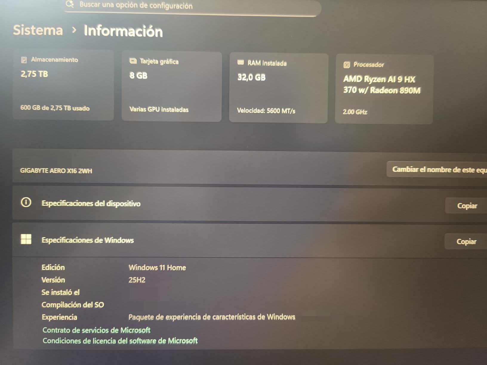 AERO X16, Copilot+ PC - 165Hz 2560x1600 WQXGA - Manufactured by NVIDIA GeForce RTX 5070 - AMD Ryzen AI 9 HX 370-1TB SSD with 32GB DDR5 RAM - Windows 11 Home - Space Gray - 2WHA3USC64AH customer photo 2