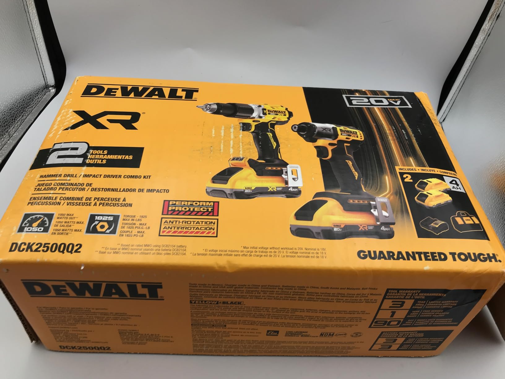 DEWALT 20V MAX XR Impact Driver and Hammer Drill Cordless Power Tool Combo Kit, Includes 2 x 4ah POWERPACK Batteries and a Charger (DCK250QQ2) customer photo 2