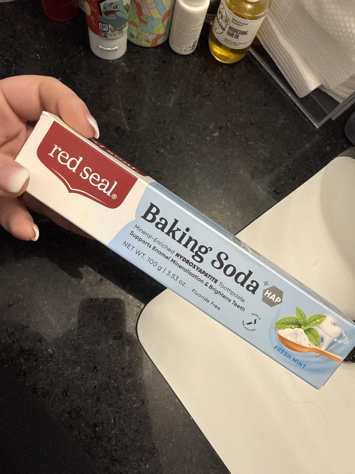 Red Seal Hydroxyapatite Baking Soda Toothpaste - Fluoride Free, NATRUE Certified Natural - Supports Enamel Mineralization and Brightens Teeth Naturally, SLS & Paraben Free, Vegan, Cruelty-Free customer photo 1