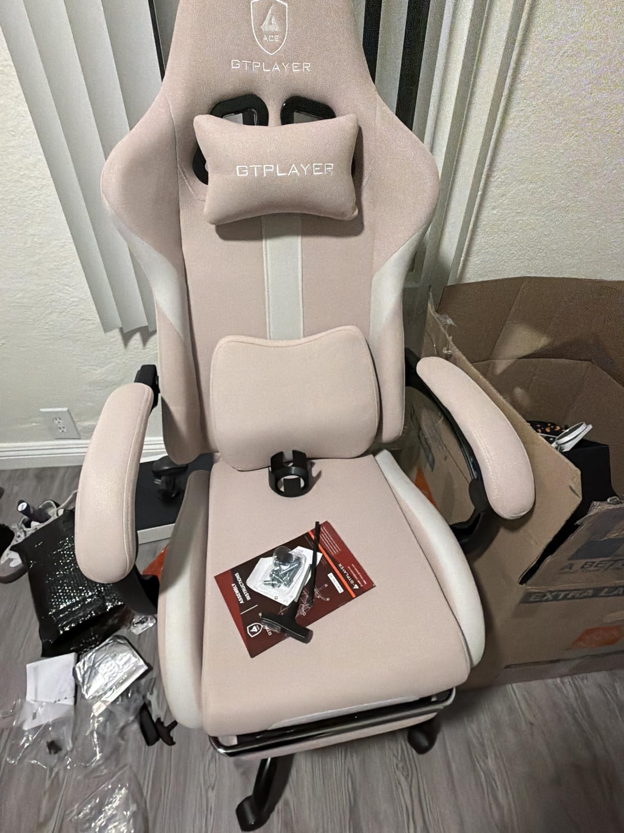 GTPLAYER Gaming Chair with Foot Rest & Pocket Spring Cushion, Ergonomic High Back Computer Desk Chair with Headrest & Lumbar Support for Back Pain Relief, Breathable Fabric, Mist-Blue customer photo 2