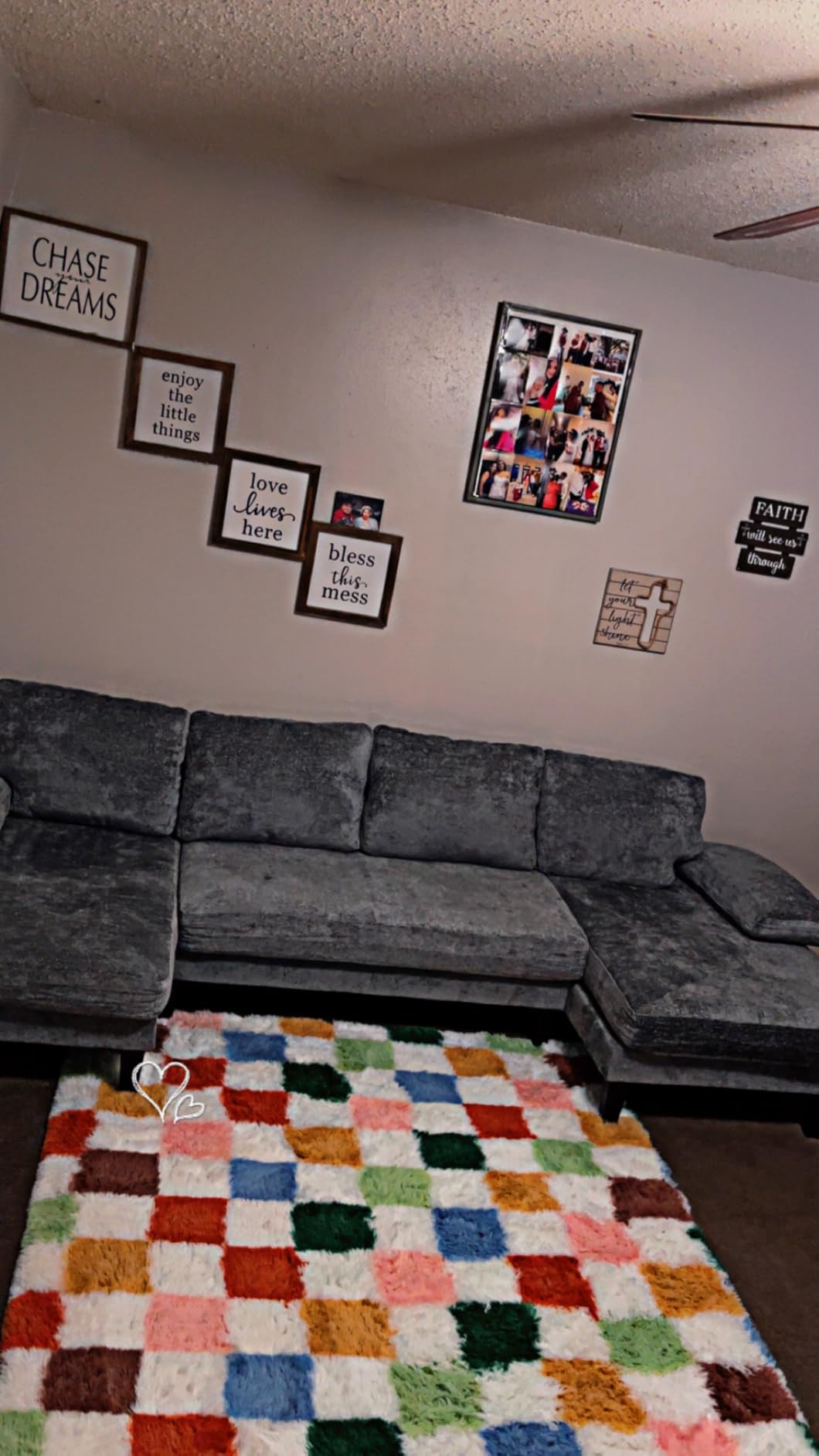 U-Shaped Sectional Couches for Living Room | 112 Inch Modern Sectional Couch | Dark Grey Chenille Sofa with Double Chaise for Apartment customer photo 1