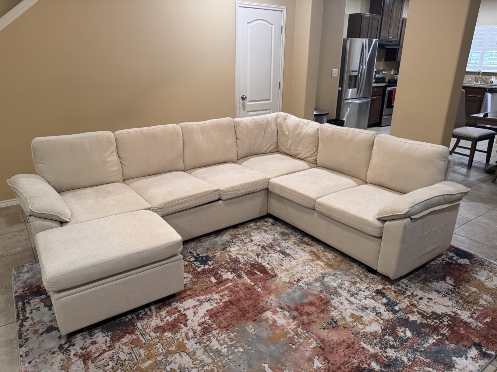 85 Inch Modular Sectional Sofa with Pull Out Bed, L Shaped 5 Seat Sectional Sleeper Sofa with Storage, Sectional Couches for Living Room, Cloud Modular Couch, Removable Sofa Cover, Dark Grey customer photo 2