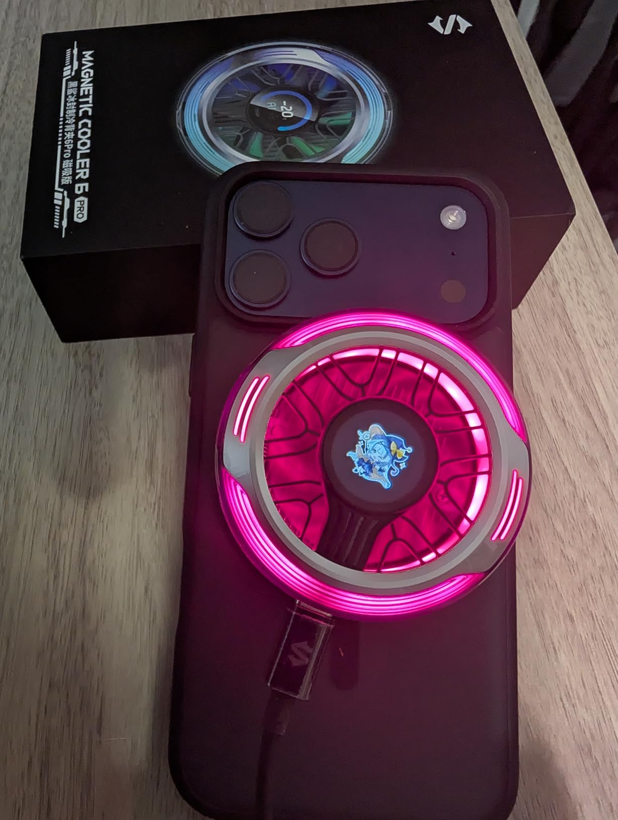 Black Shark Magnetic Phone Cooler 6 Pro - Smart Display, Magnetic Ring Plate, Addressable RGB LEDs, App-Controlled Cooling Fan for iPhone MagSafe, Android & iPad - Gaming, Streaming & Photography customer photo 2