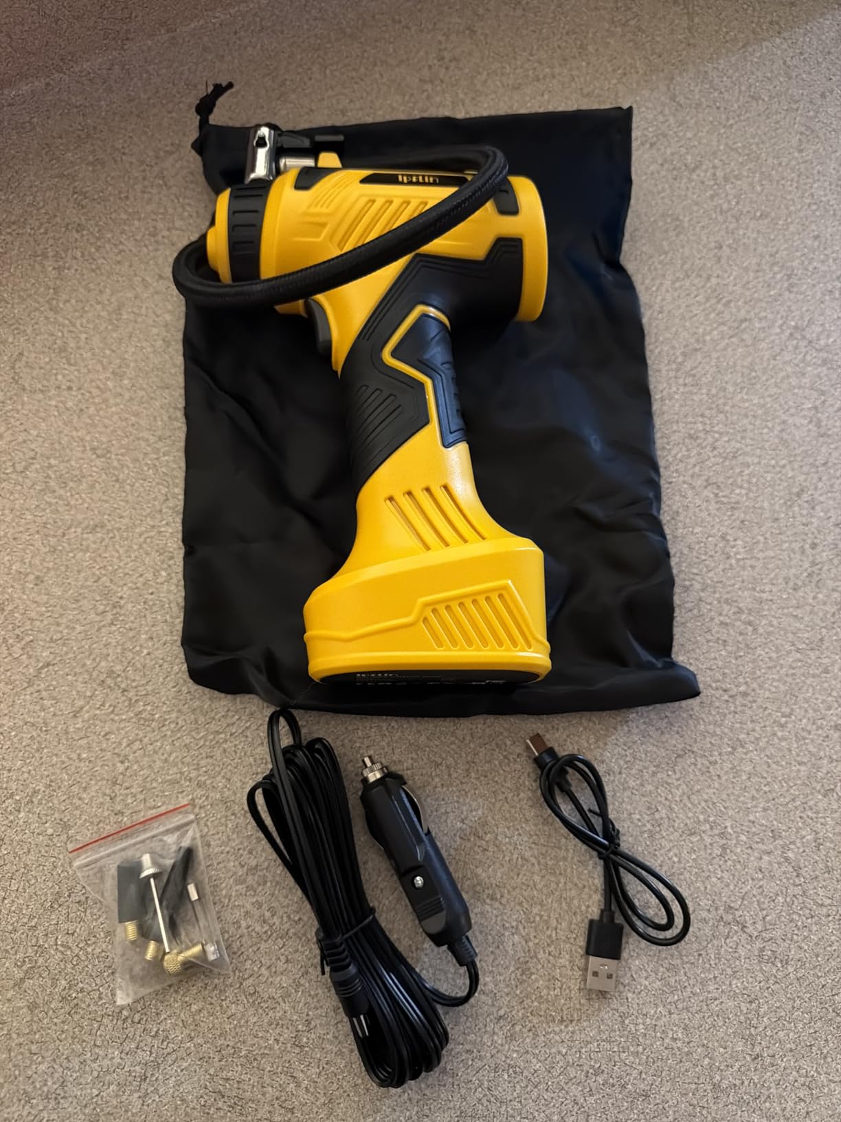 9600mAh Tire Inflator Portable Air Compressor - Corded/Cordless Tire Inflator - Battery & 12V DC, Faster Inflation Handheld Air Compressor, 160PSI Air Pump for Car, SUV, Motorcycle, Bike customer photo 1