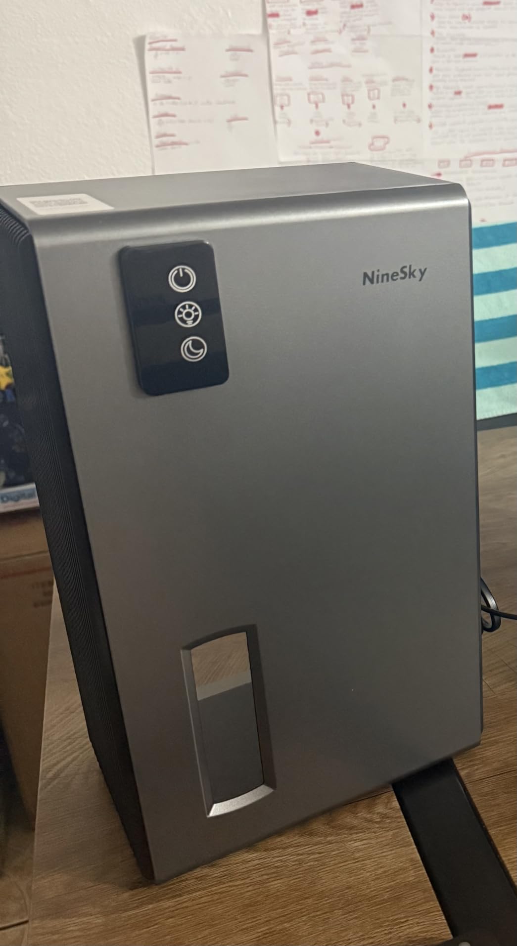 NineSky Dehumidifiers for Home, 1000 Sq.Ft Dehumidifier with 95oz Water Tank, Quiet Dehumidifier for Basement Bathroom Bedroom with 7-Color Ambient Light & Auto Shut Off, (Grey) customer photo 1