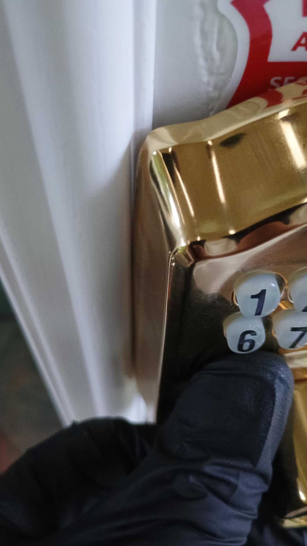Schlage Electronic Keypad Deadbolt Lock, Camelot Trim, Bright Brass | Keyless entry door lock, Push button keypad deadbolt, Key backup included, Certified security, Easy install, BE365 customer photo 2