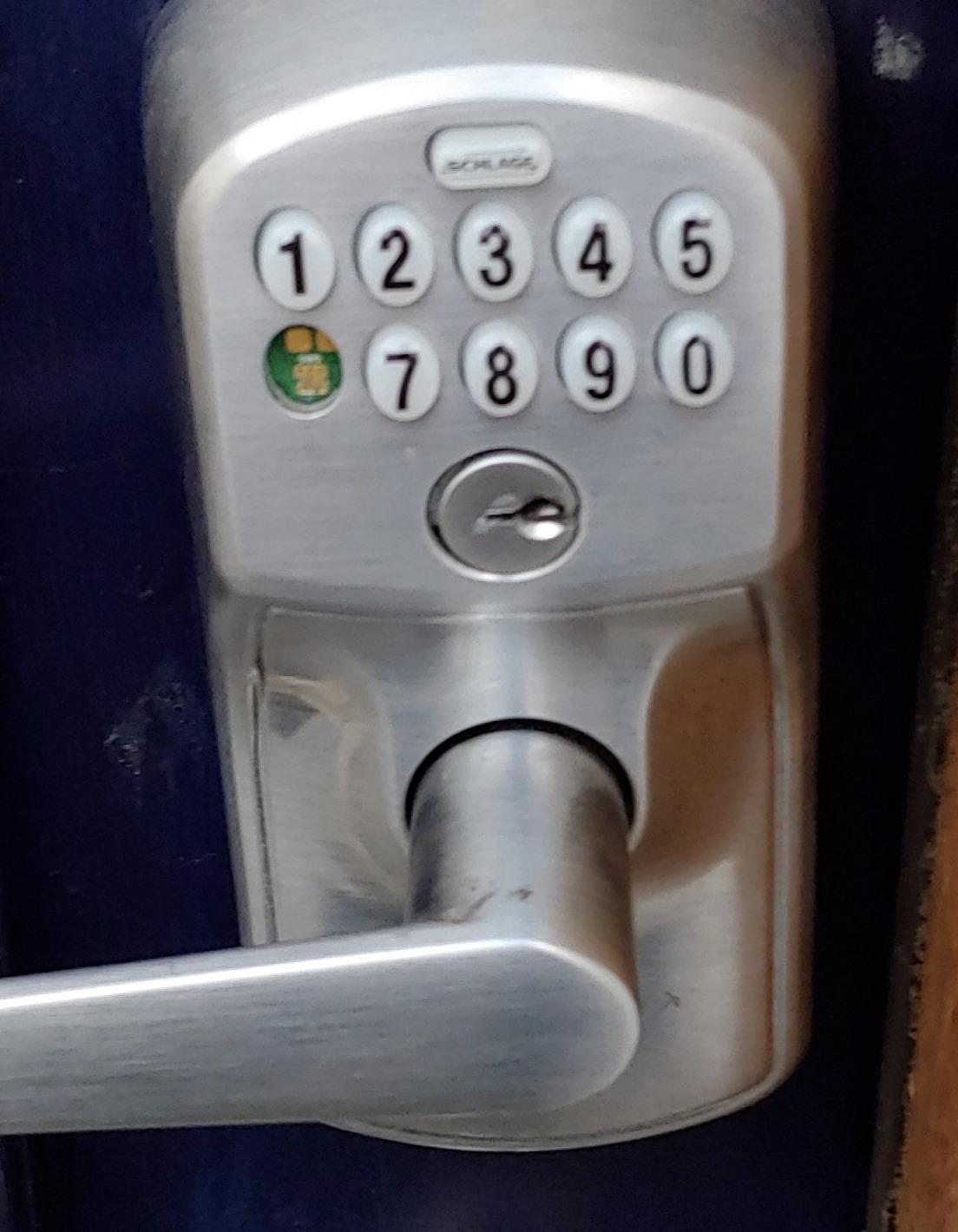 SCHLAGE Brushed Chrome FE595CS V PLY 626 ELA Plymouth Light Commercial Electronic Keypad Lock with Elan Lever (Satin Chrome) customer photo 1